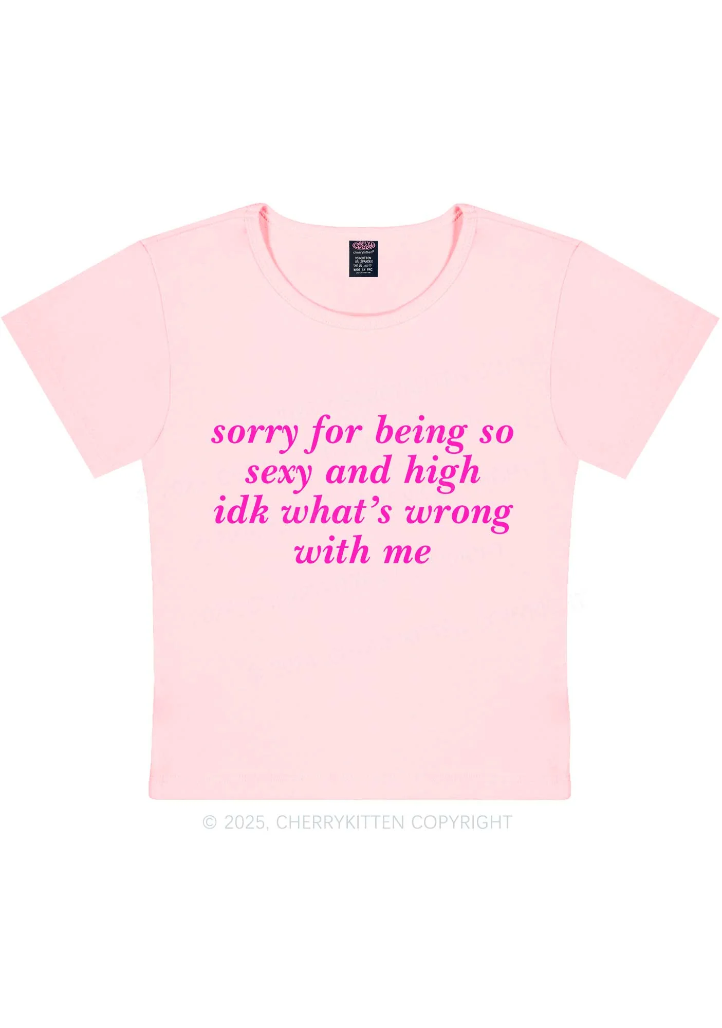 Sorry For Being So High Y2K Baby Tee Cherrykitten - Image 8