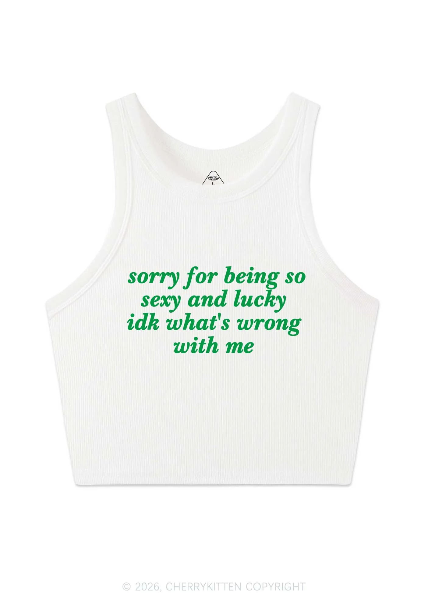 Sorry For Being So Lucky St Patricks Y2K Crop Tank Top Cherrykitten - Image 4