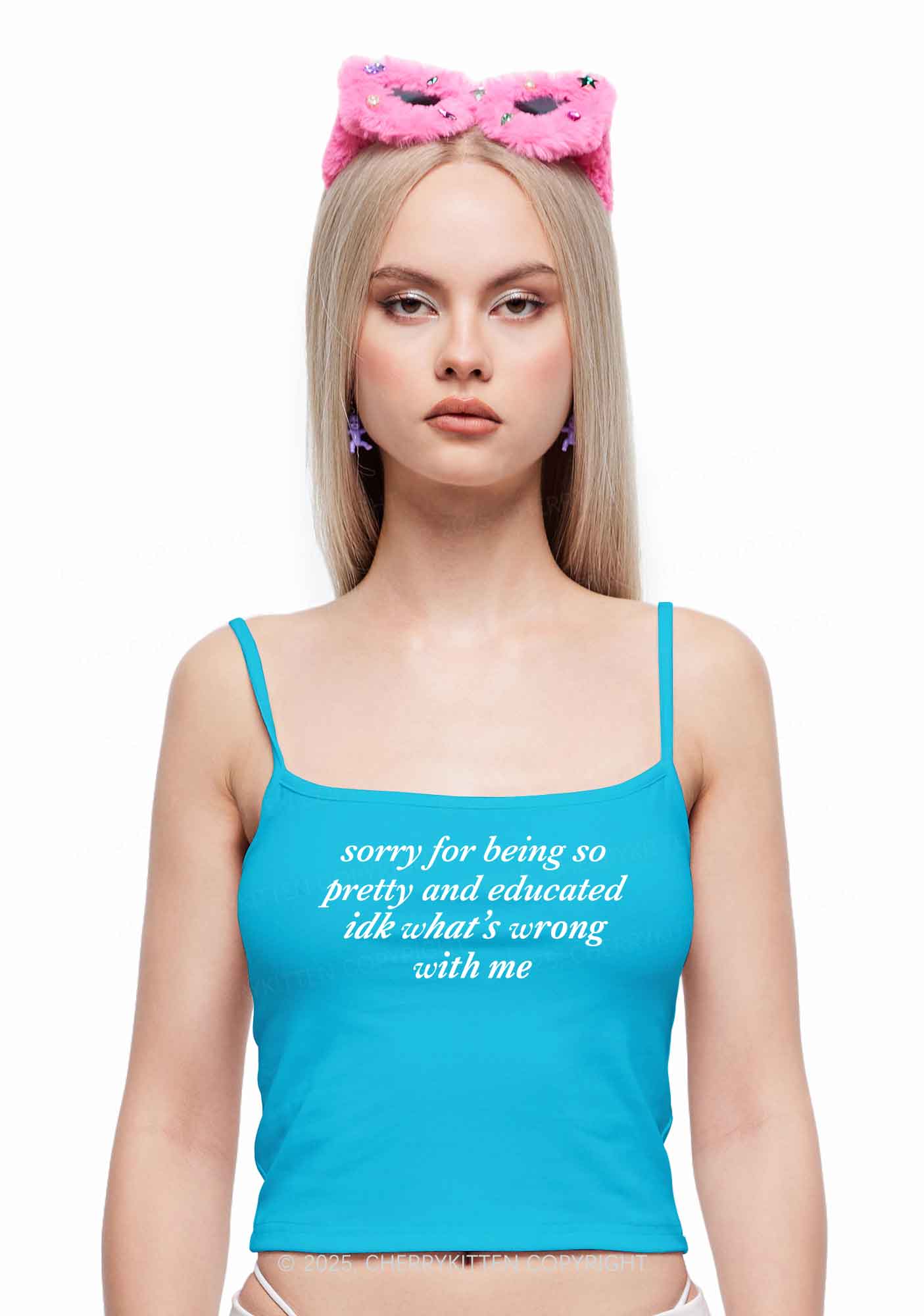 Sorry For Being So Pretty And Educated Y2K Spaghetti Strap Cami Cherrykitten - Image 2