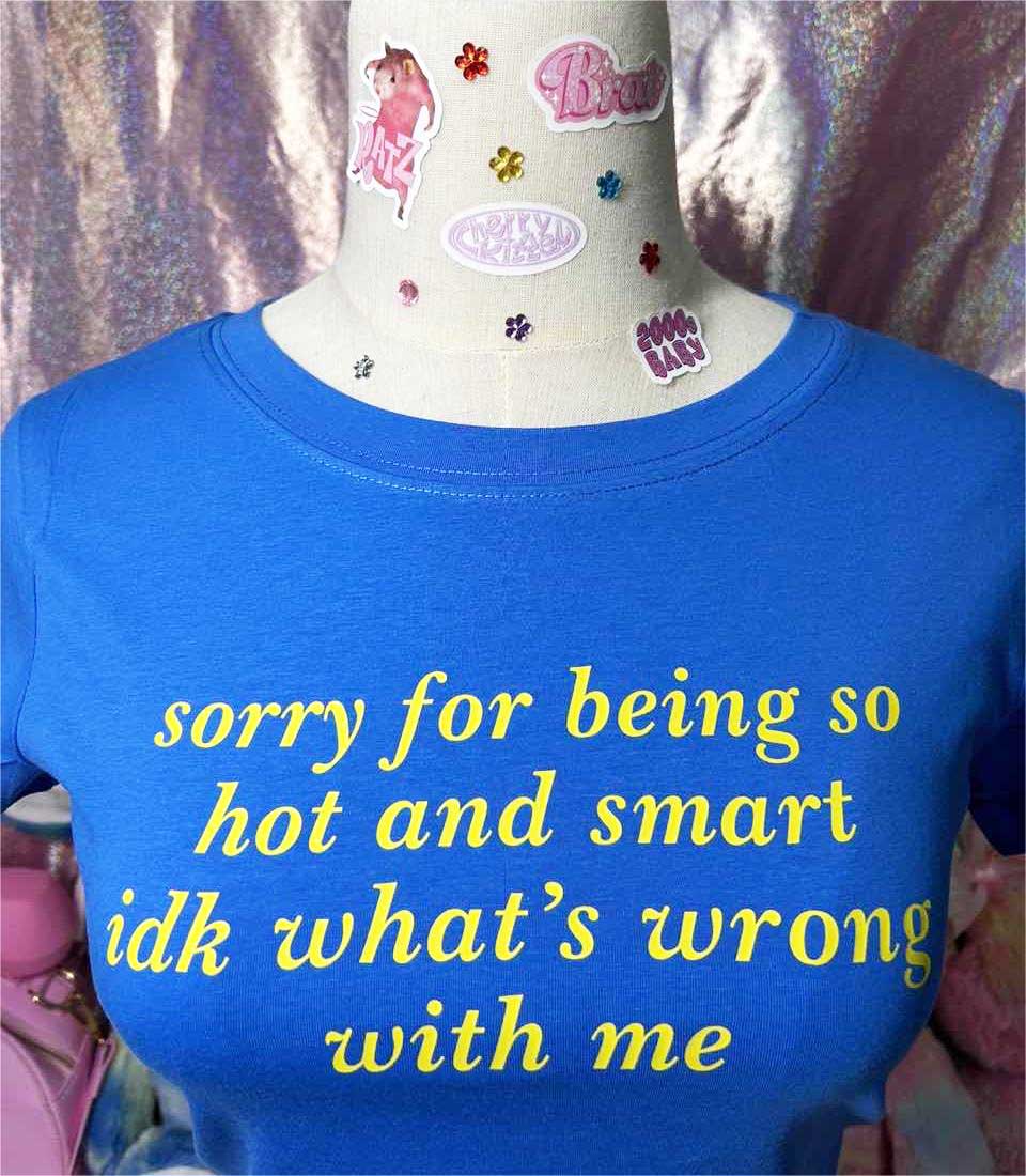Sorry For Being So Smart Y2K Baby Tee Cherrykitten - Image 4