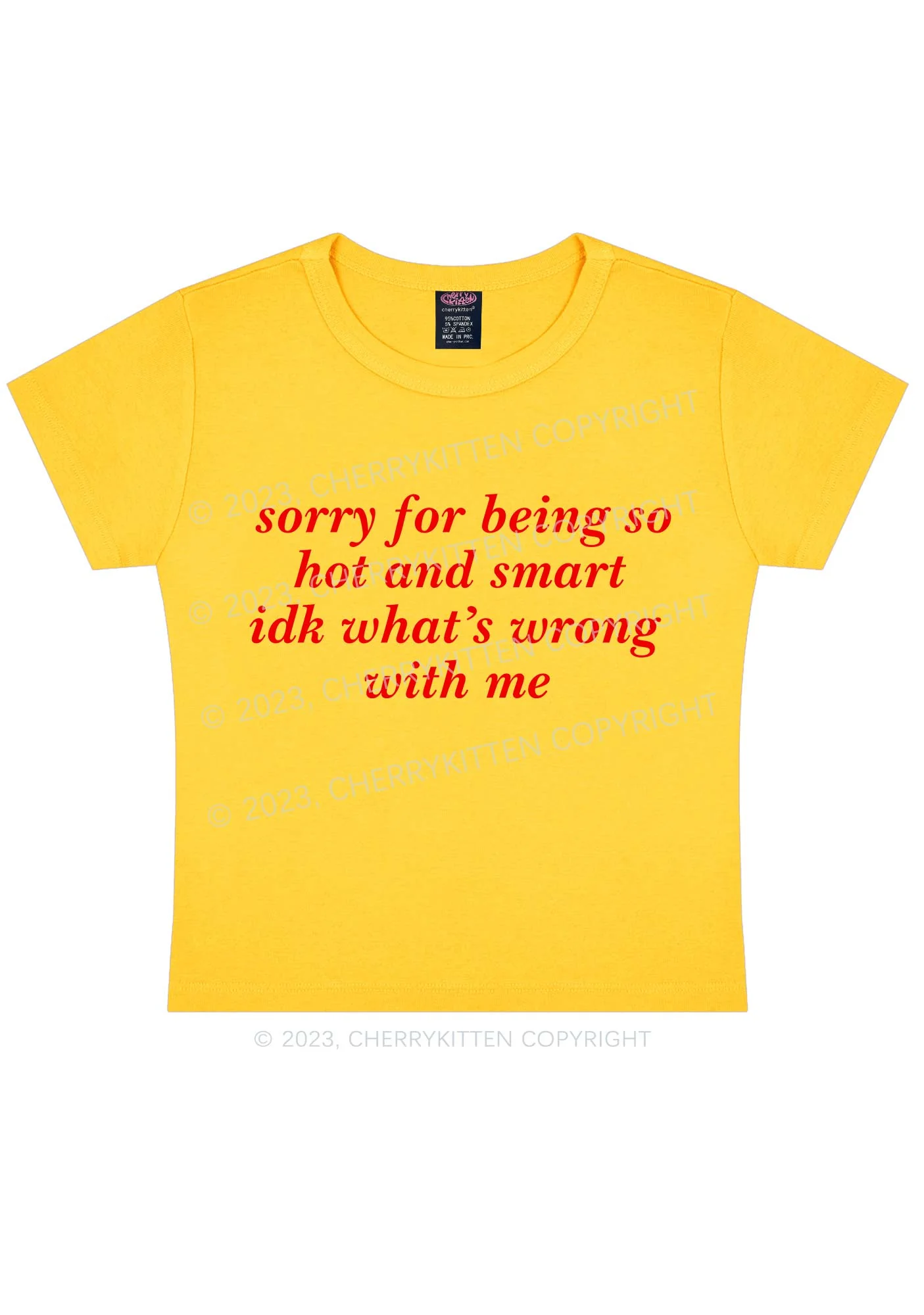 Sorry For Being So Smart Y2K Baby Tee Cherrykitten - Image 5