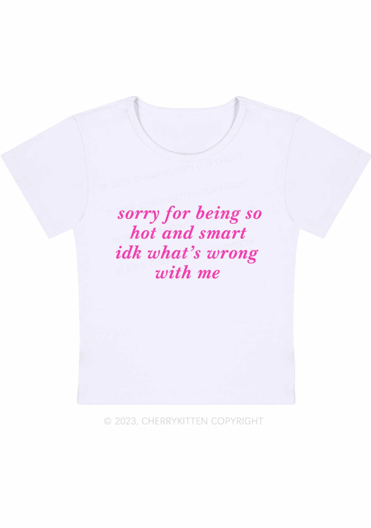 Sorry For Being So Smart Y2K Baby Tee Cherrykitten - Image 6