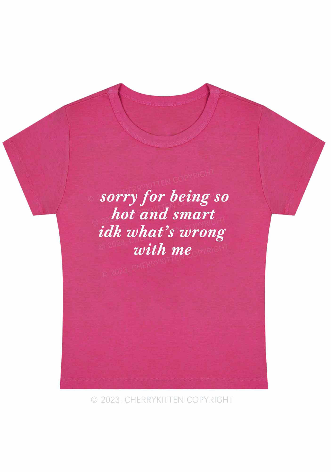 Sorry For Being So Smart Y2K Baby Tee Cherrykitten - Image 9