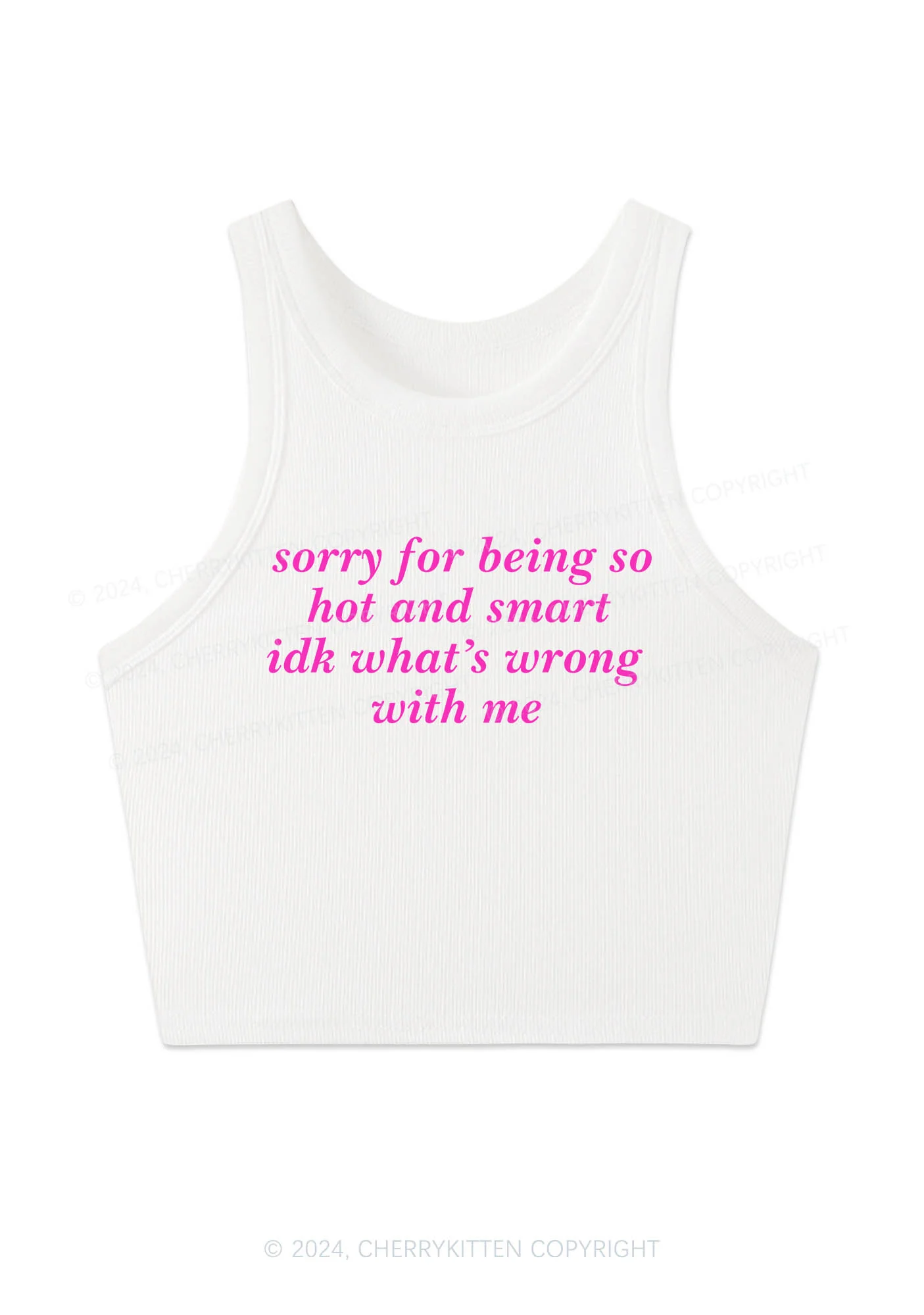 Sorry For Being So Smart Y2K Crop Tank Top Cherrykitten - Image 2