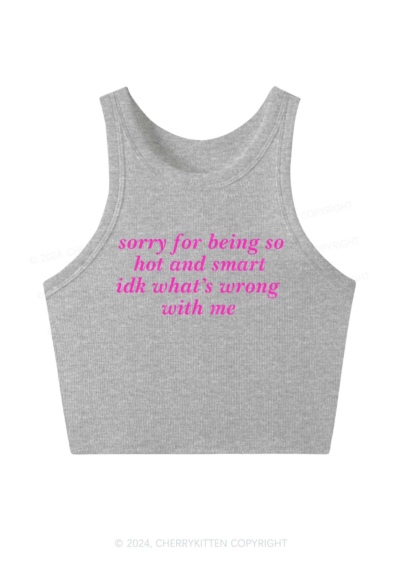 Sorry For Being So Smart Y2K Crop Tank Top Cherrykitten - Image 3