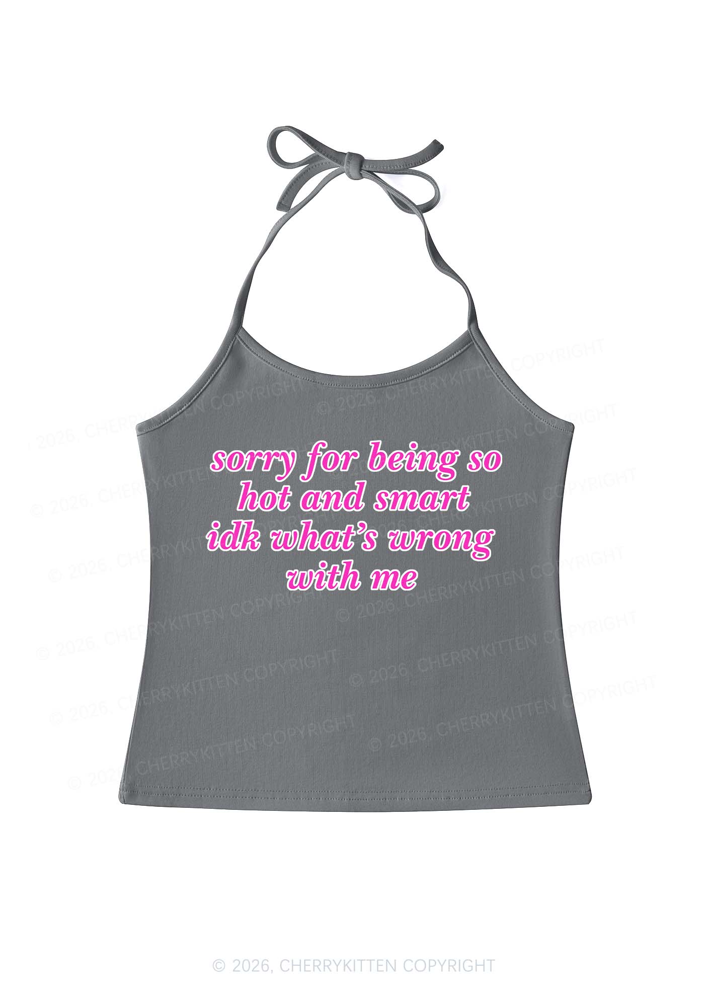 Sorry For Being So Smart Y2K Halter Neck Cami Cherrykitten - Image 10