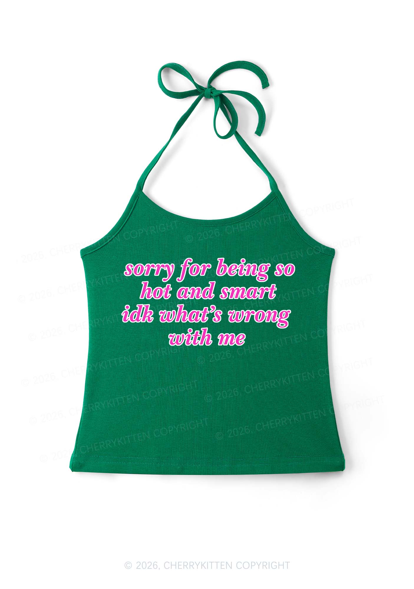 Sorry For Being So Smart Y2K Halter Neck Cami Cherrykitten - Image 11