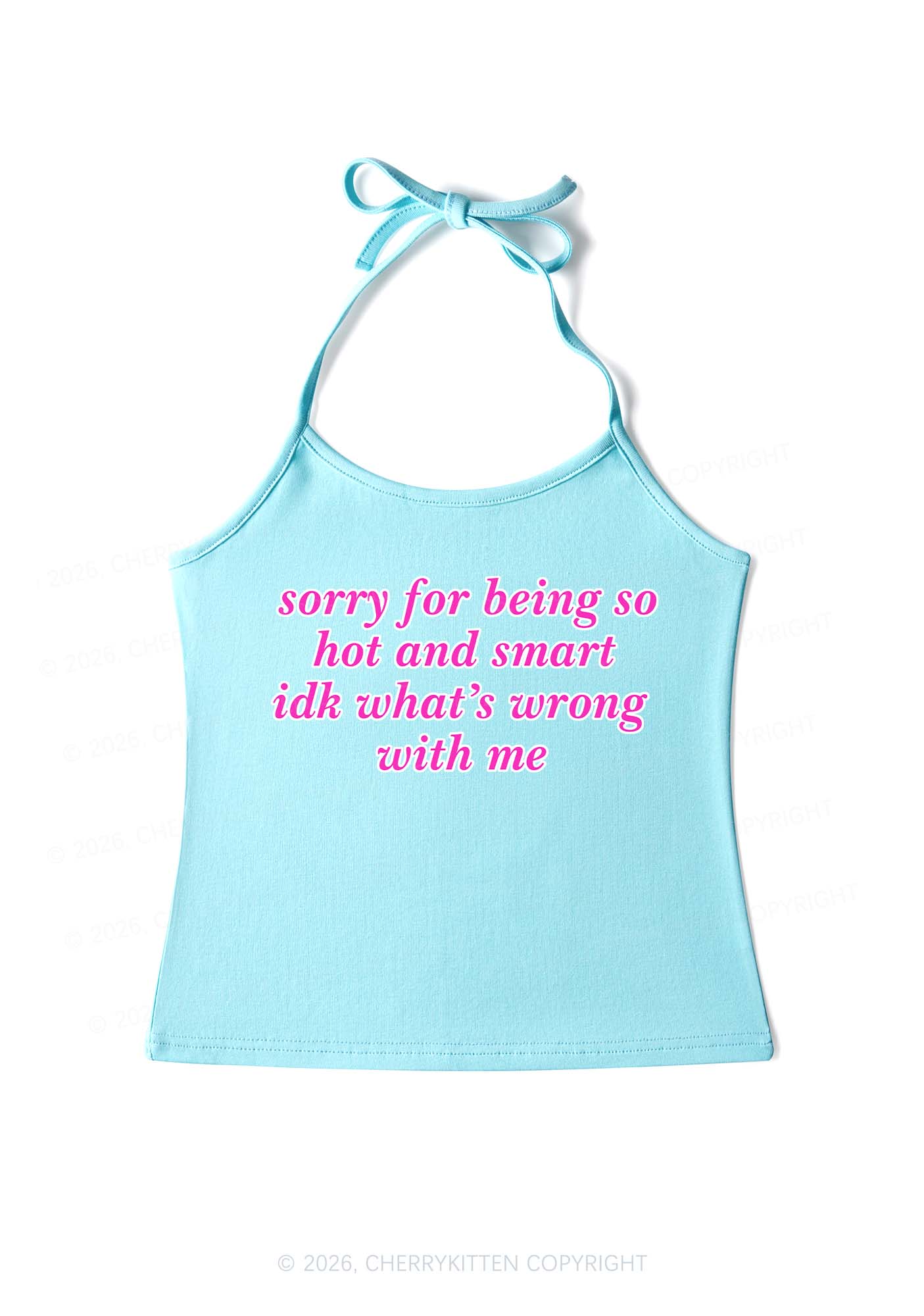 Sorry For Being So Smart Y2K Halter Neck Cami Cherrykitten - Image 3