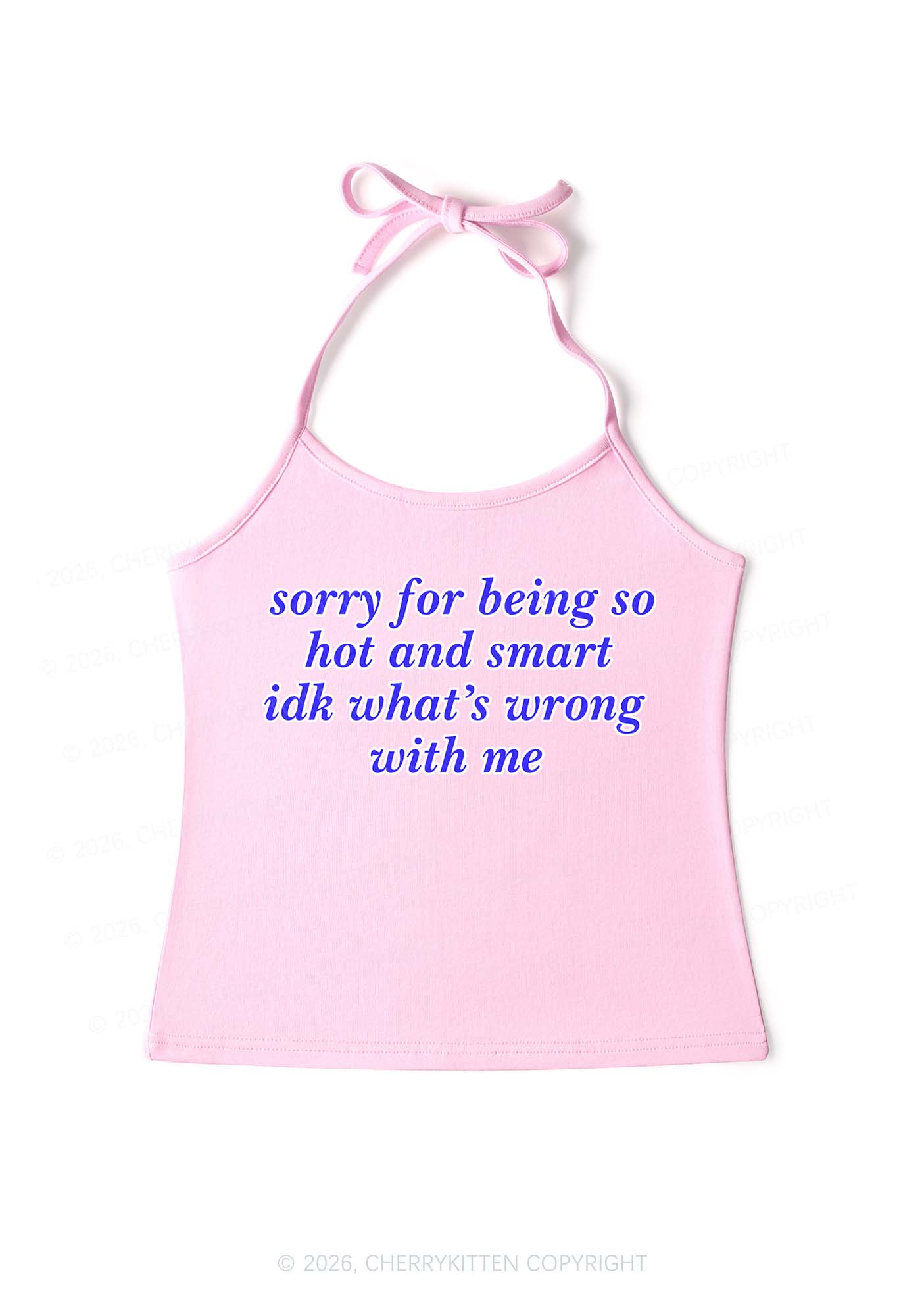 Sorry For Being So Smart Y2K Halter Neck Cami Cherrykitten - Image 4
