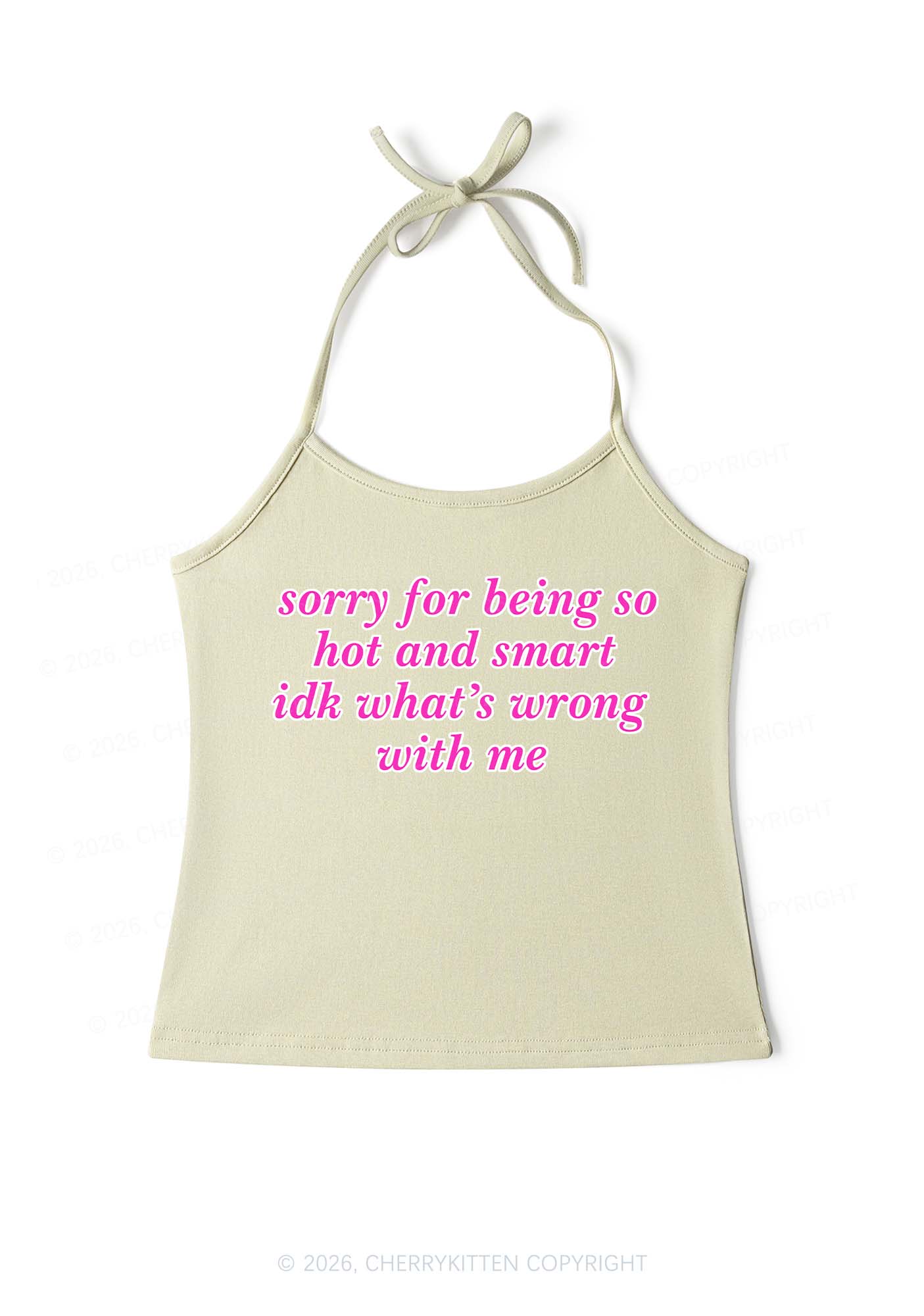 Sorry For Being So Smart Y2K Halter Neck Cami Cherrykitten - Image 6