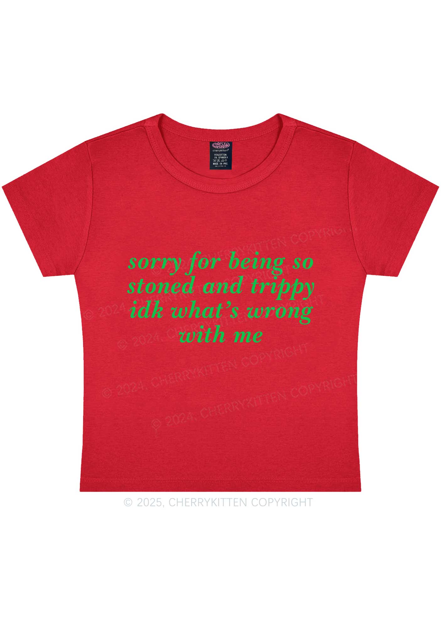 Sorry For Being Stoned And Trippy Y2K Baby Tee Cherrykitten - Image 10