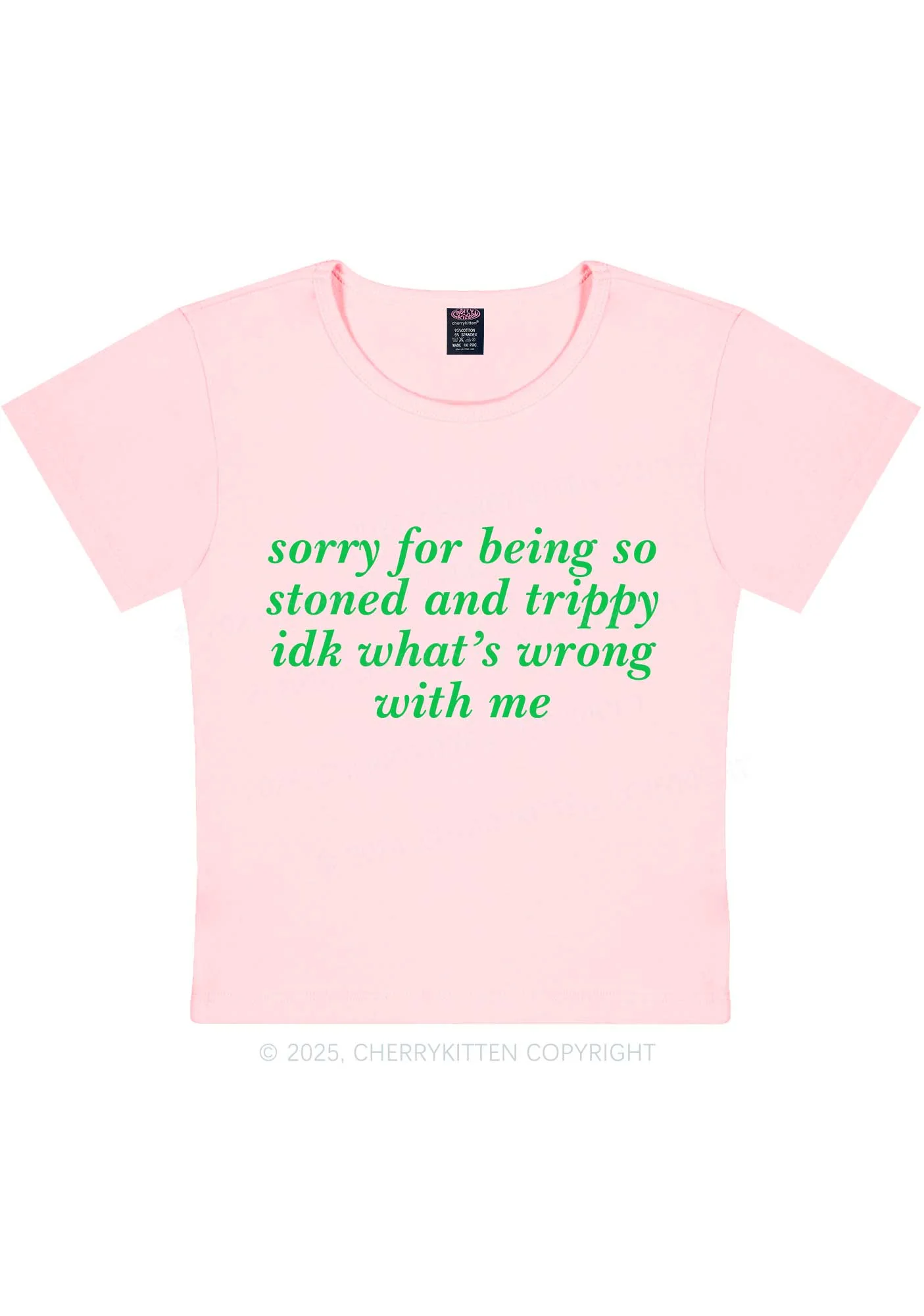 Sorry For Being Stoned And Trippy Y2K Baby Tee Cherrykitten - Image 11