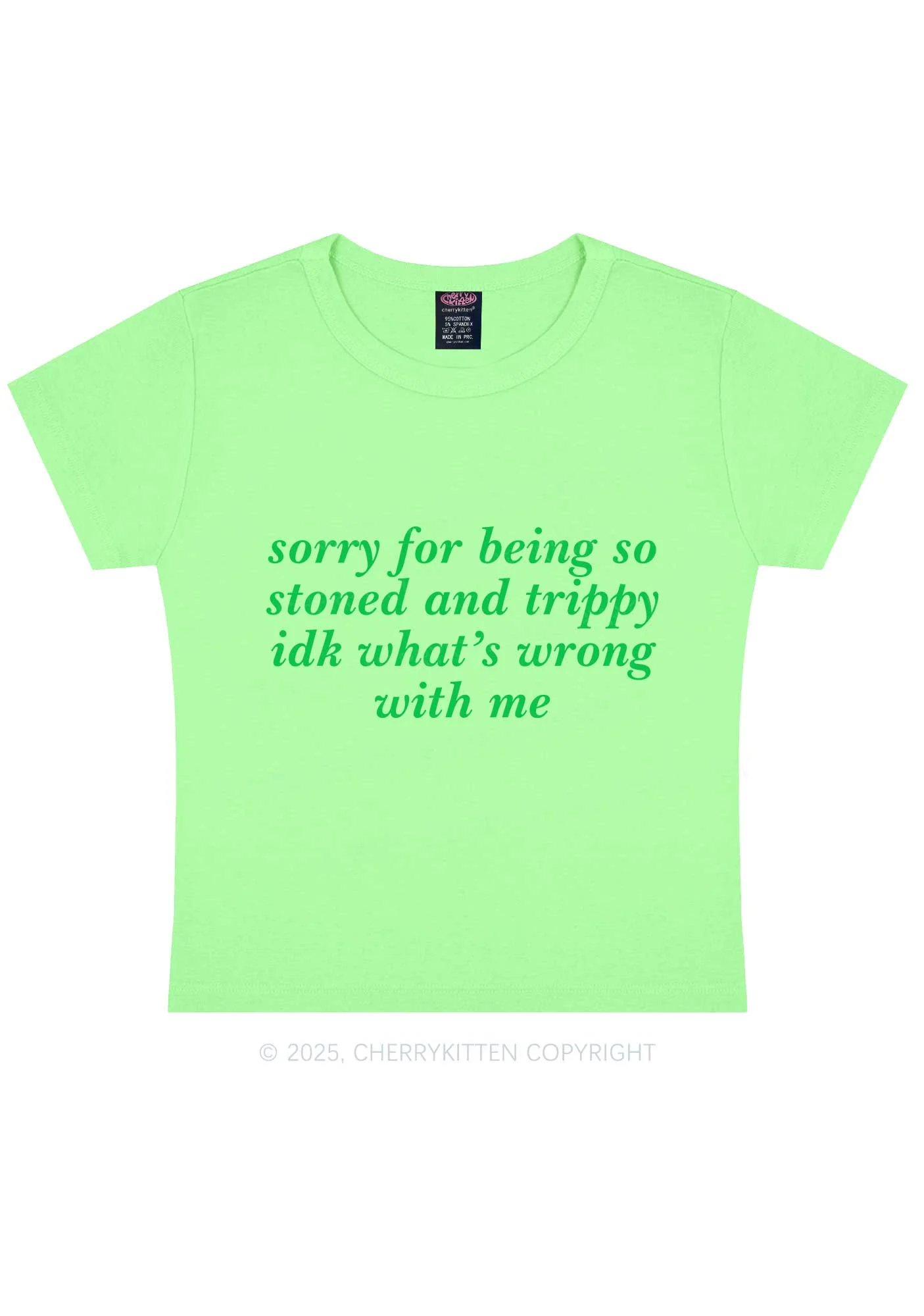 Sorry For Being Stoned And Trippy Y2K Baby Tee Cherrykitten - Image 12