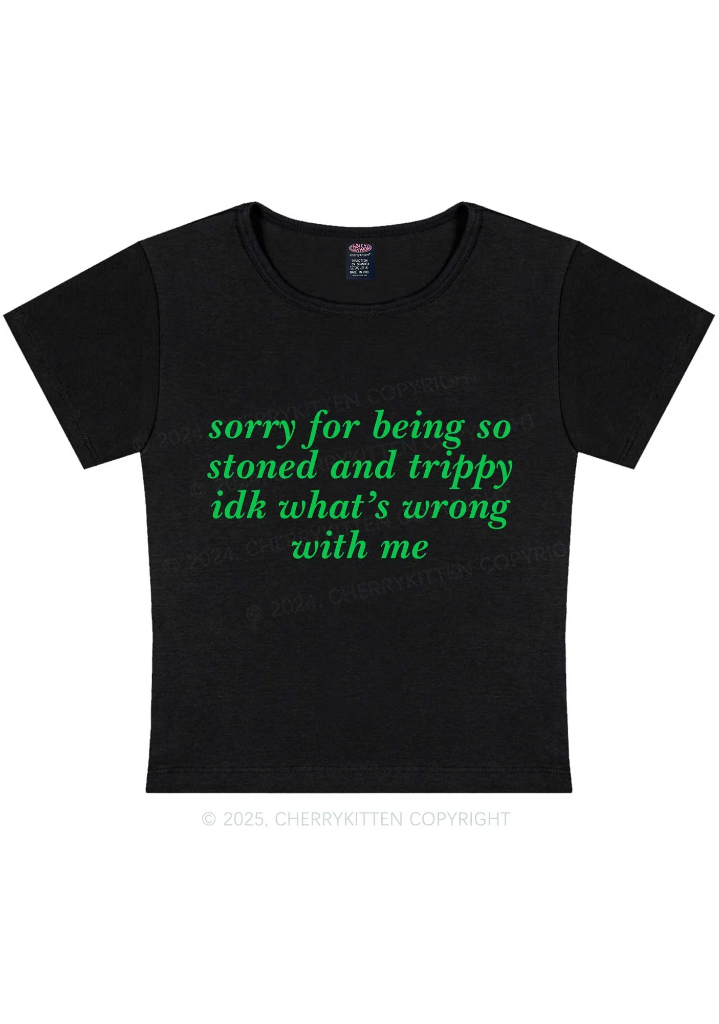Sorry For Being Stoned And Trippy Y2K Baby Tee Cherrykitten - Image 3