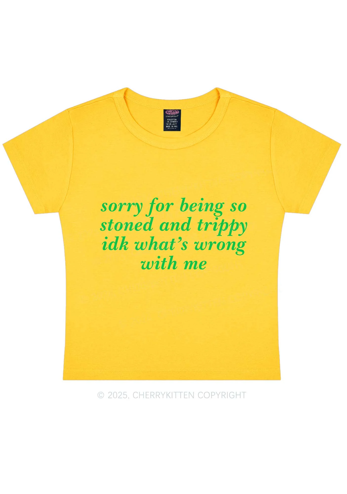Sorry For Being Stoned And Trippy Y2K Baby Tee Cherrykitten - Image 4
