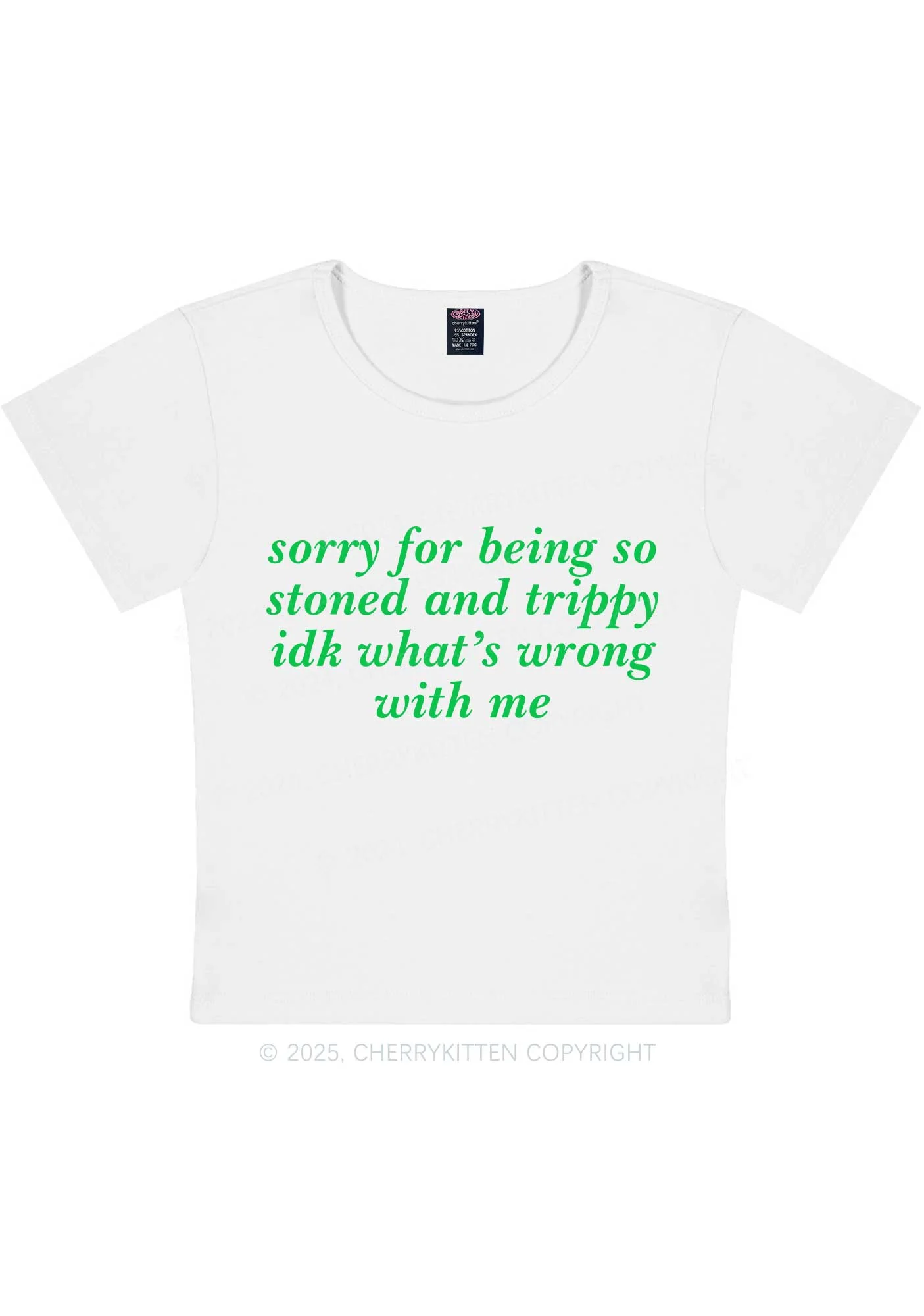Sorry For Being Stoned And Trippy Y2K Baby Tee Cherrykitten - Image 5