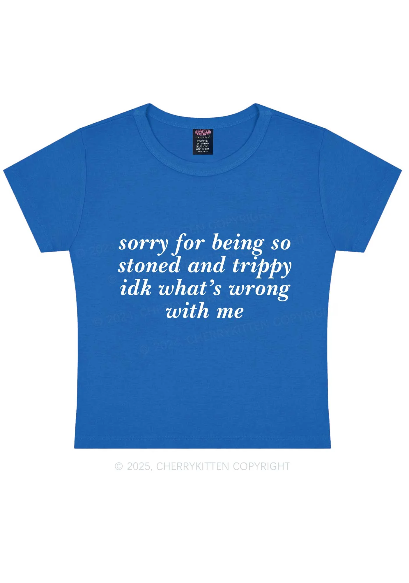 Sorry For Being Stoned And Trippy Y2K Baby Tee Cherrykitten - Image 8