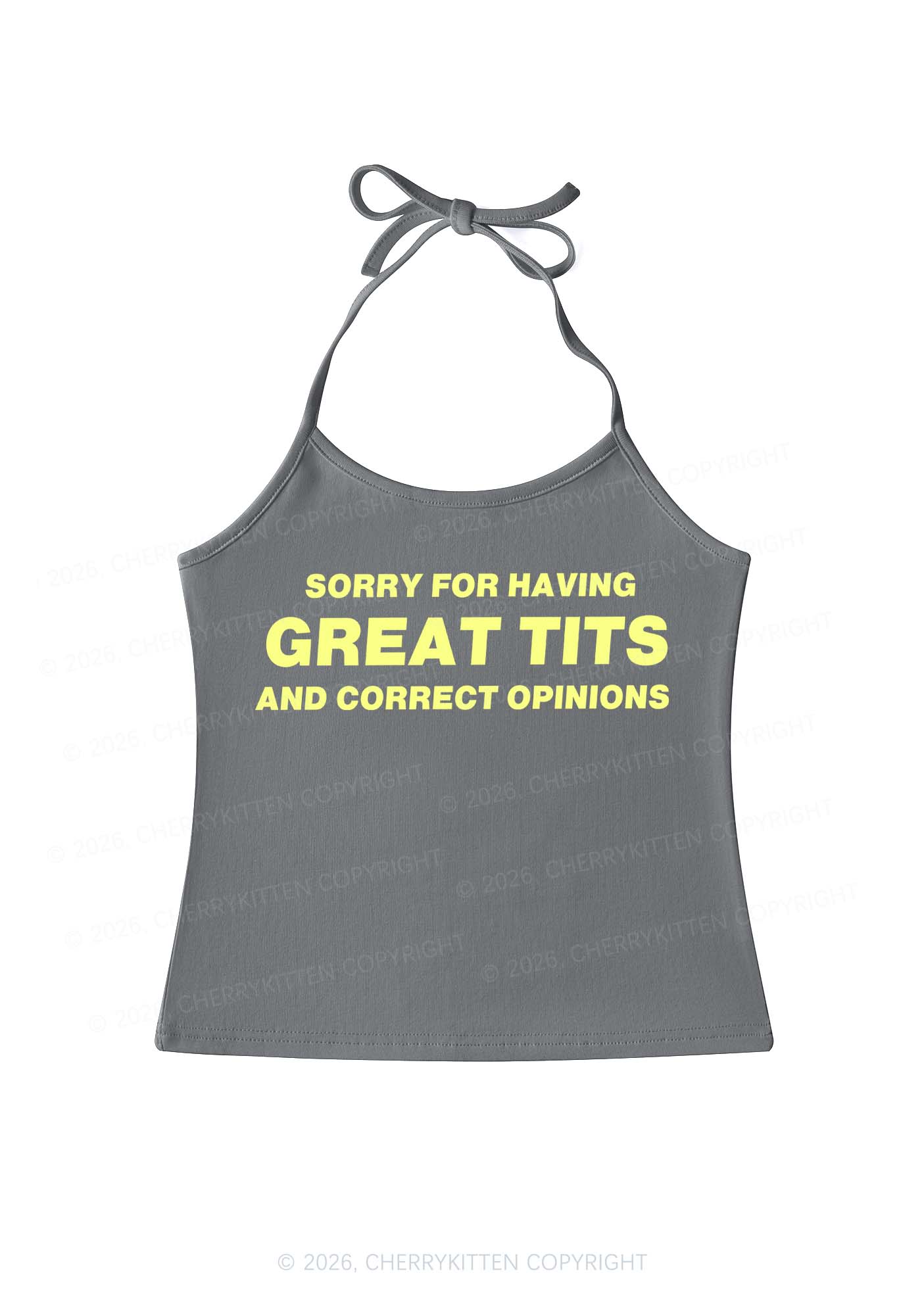 Sorry For Having Correct Opinions Y2K Halter Neck Cami Cherrykitten - Image 10