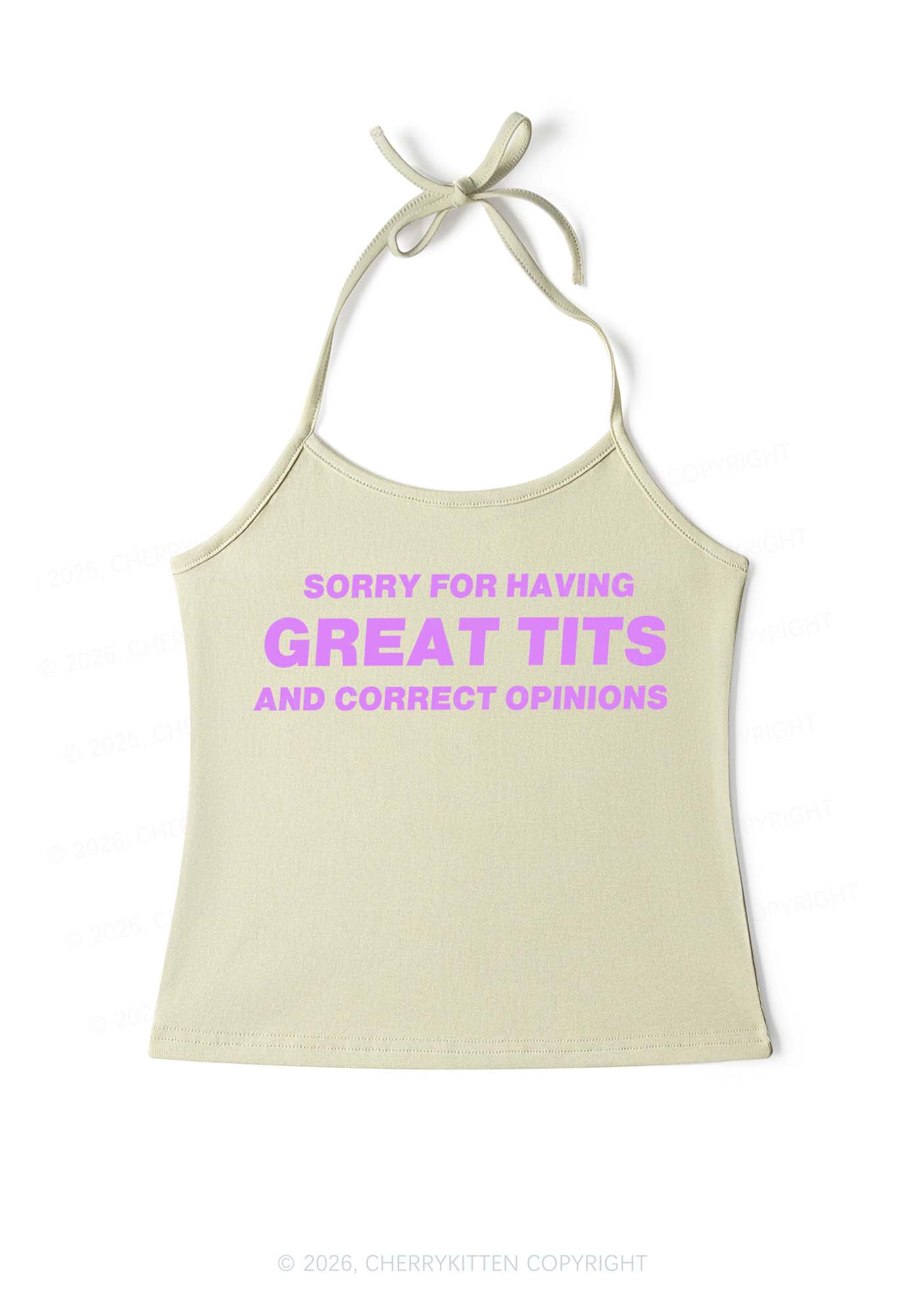 Sorry For Having Correct Opinions Y2K Halter Neck Cami Cherrykitten - Image 11