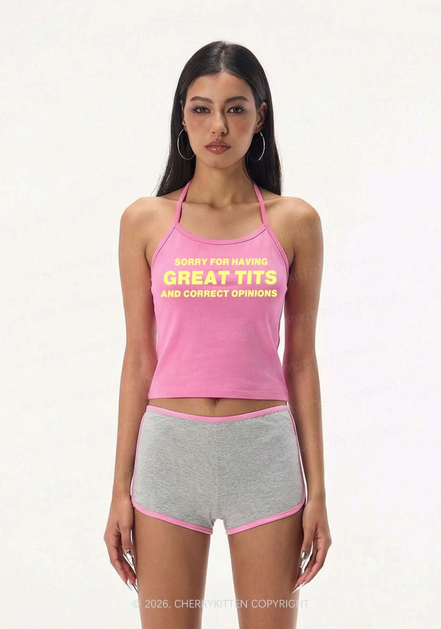Sorry For Having Correct Opinions Y2K Halter Neck Cami Cherrykitten - Image 2