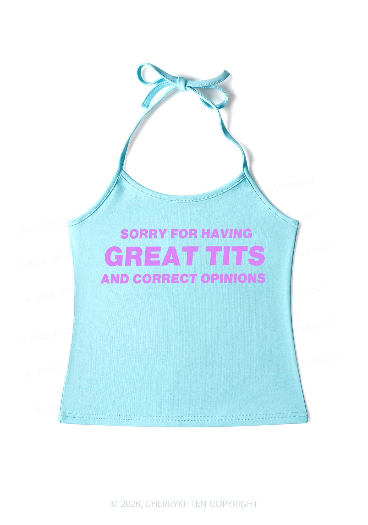 Sorry For Having Correct Opinions Y2K Halter Neck Cami Cherrykitten - Image 4
