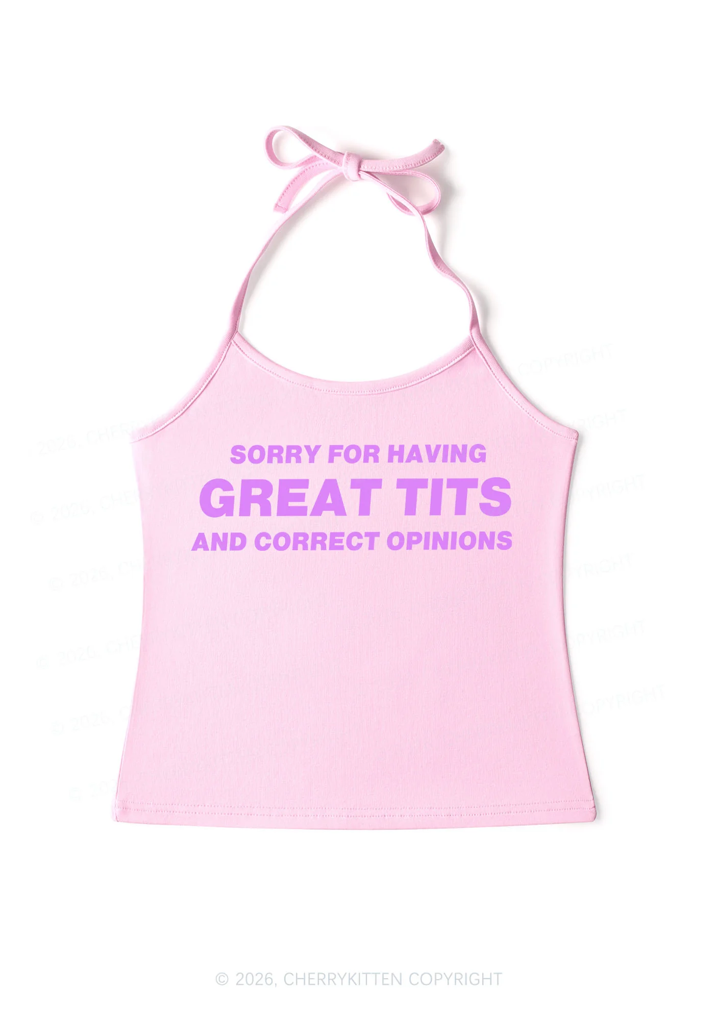 Sorry For Having Correct Opinions Y2K Halter Neck Cami Cherrykitten - Image 5