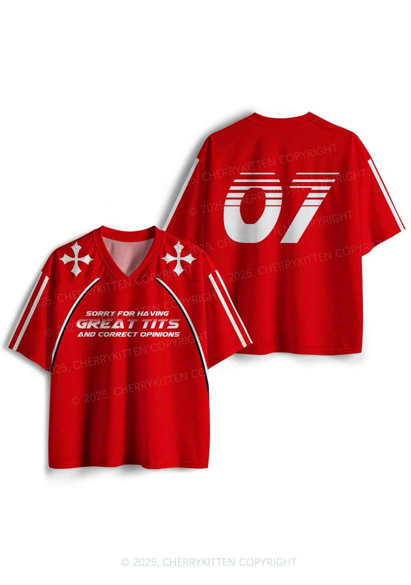 Custom Sorry For Having Correct Opinions Y2K Mesh Jersey Shirts Cherrykitten - Image 3