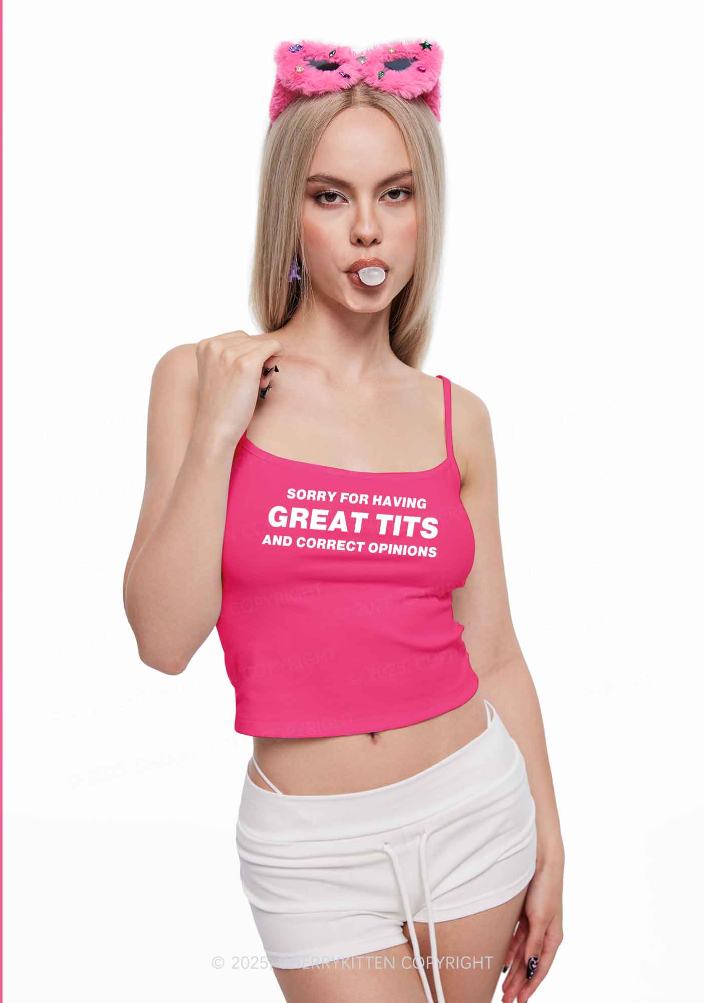 Sorry For Having Correct Opinions Y2K Spaghetti Strap Cami Cherrykitten - Image 2