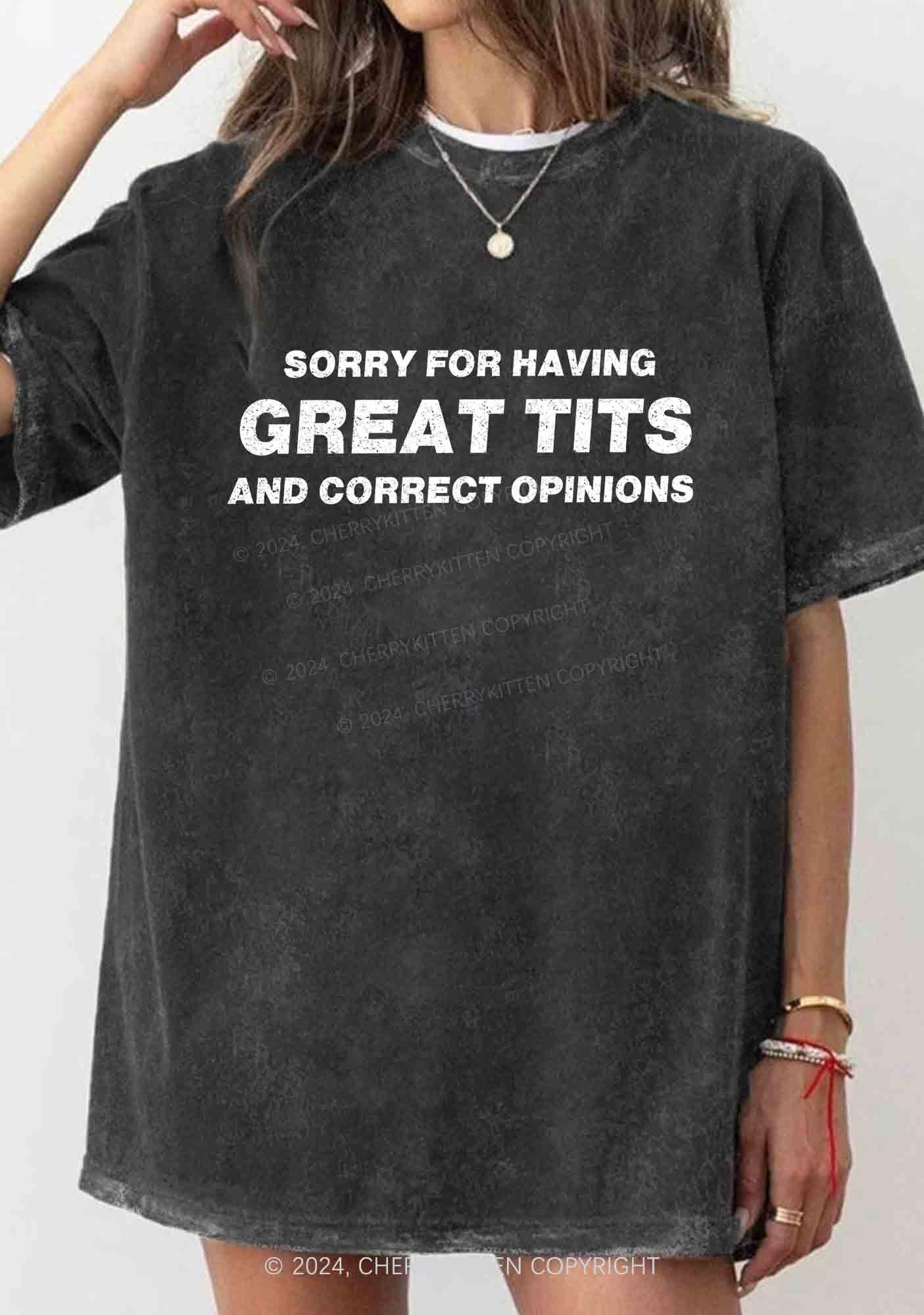 Sorry For Having Correct Opinions Y2K Washed Tee Cherrykitten - Image 2