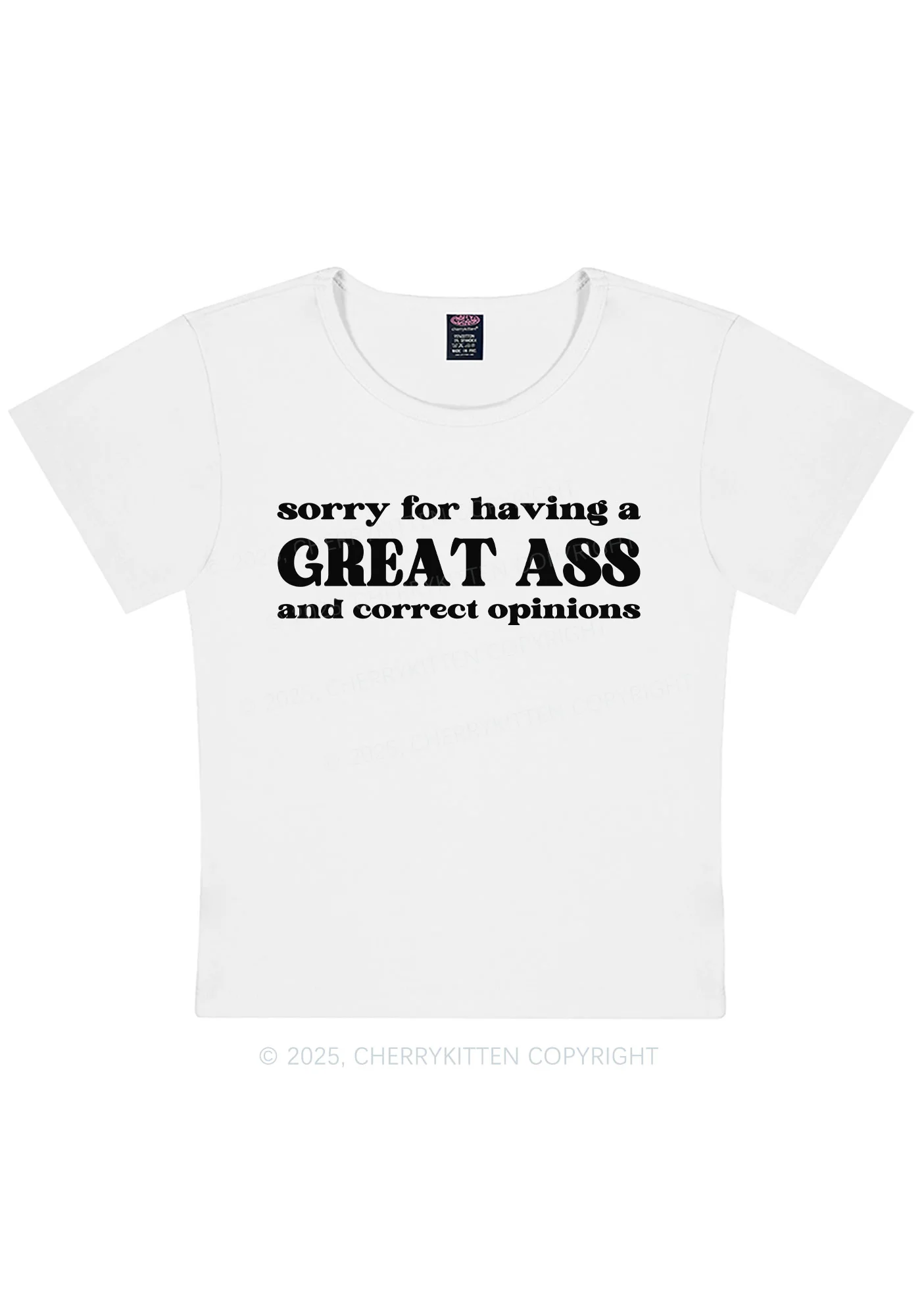 Sorry For Having Great Axx Y2K Baby Tee Cherrykitten - Image 4