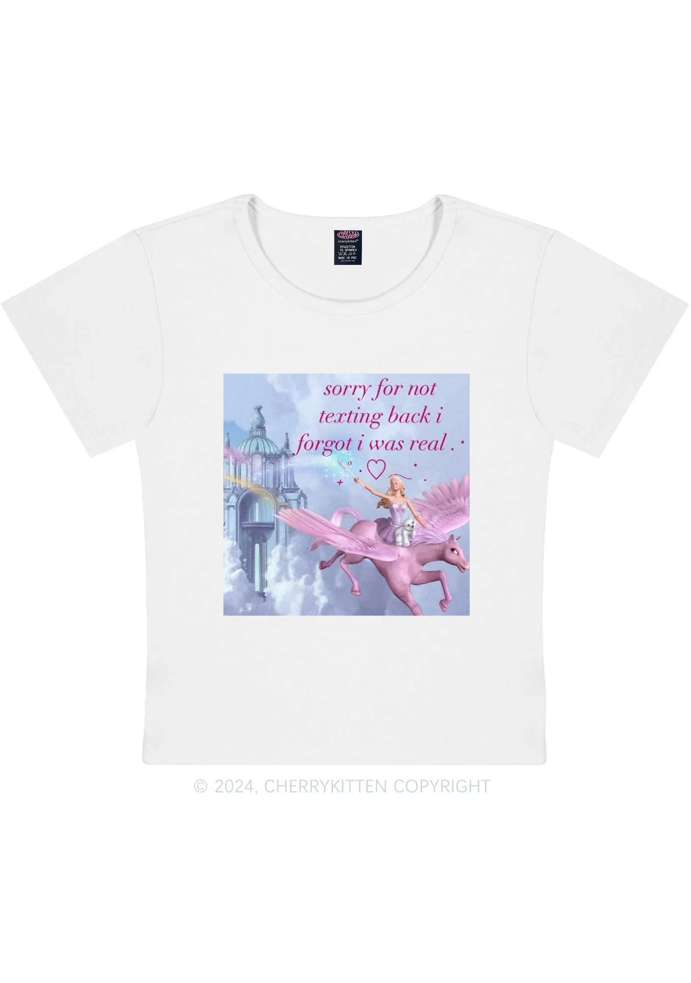 Sorry For Not Texting Back Y2K Baby Tee Cherrykitten - Image 3