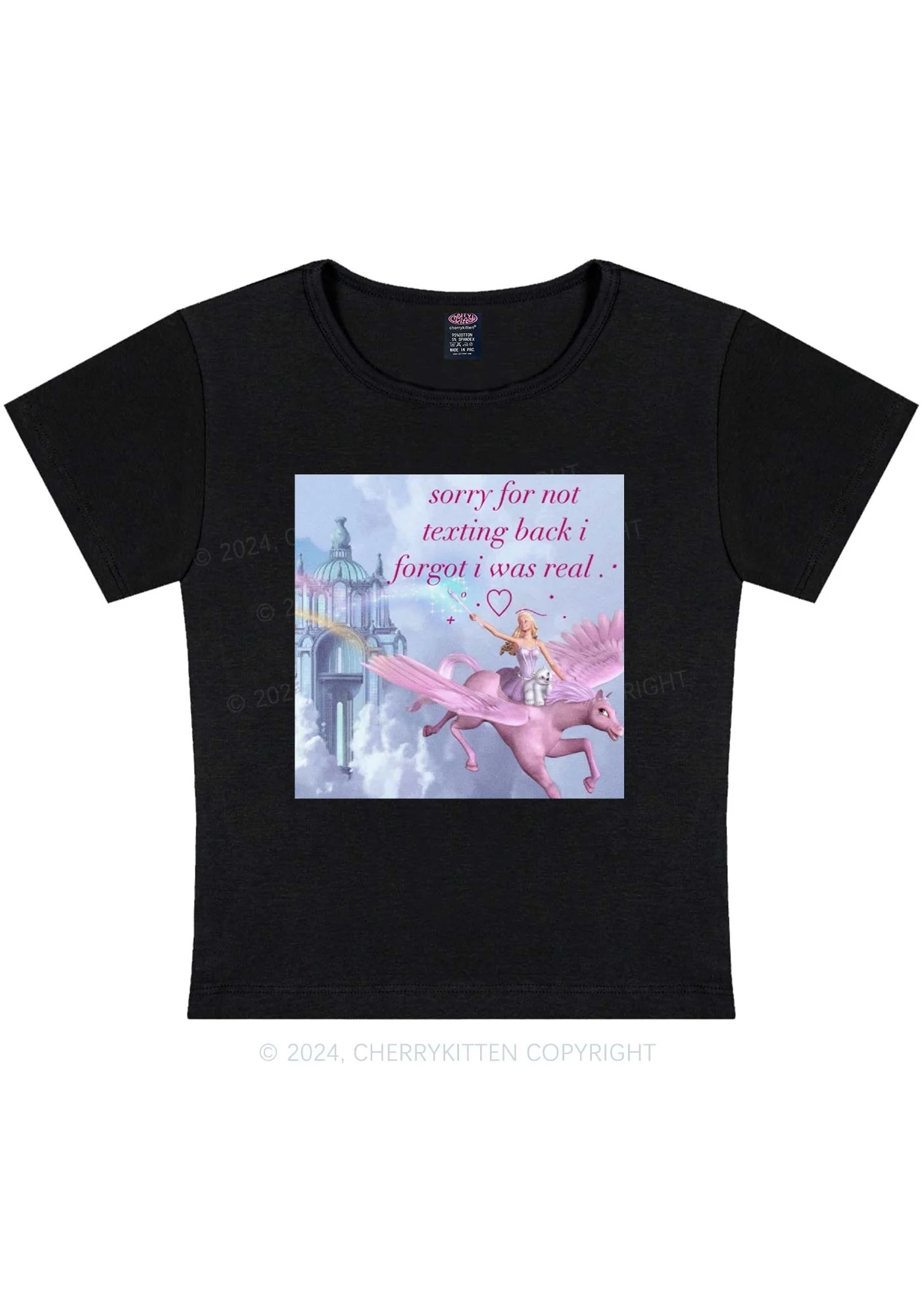 Sorry For Not Texting Back Y2K Baby Tee Cherrykitten - Image 4