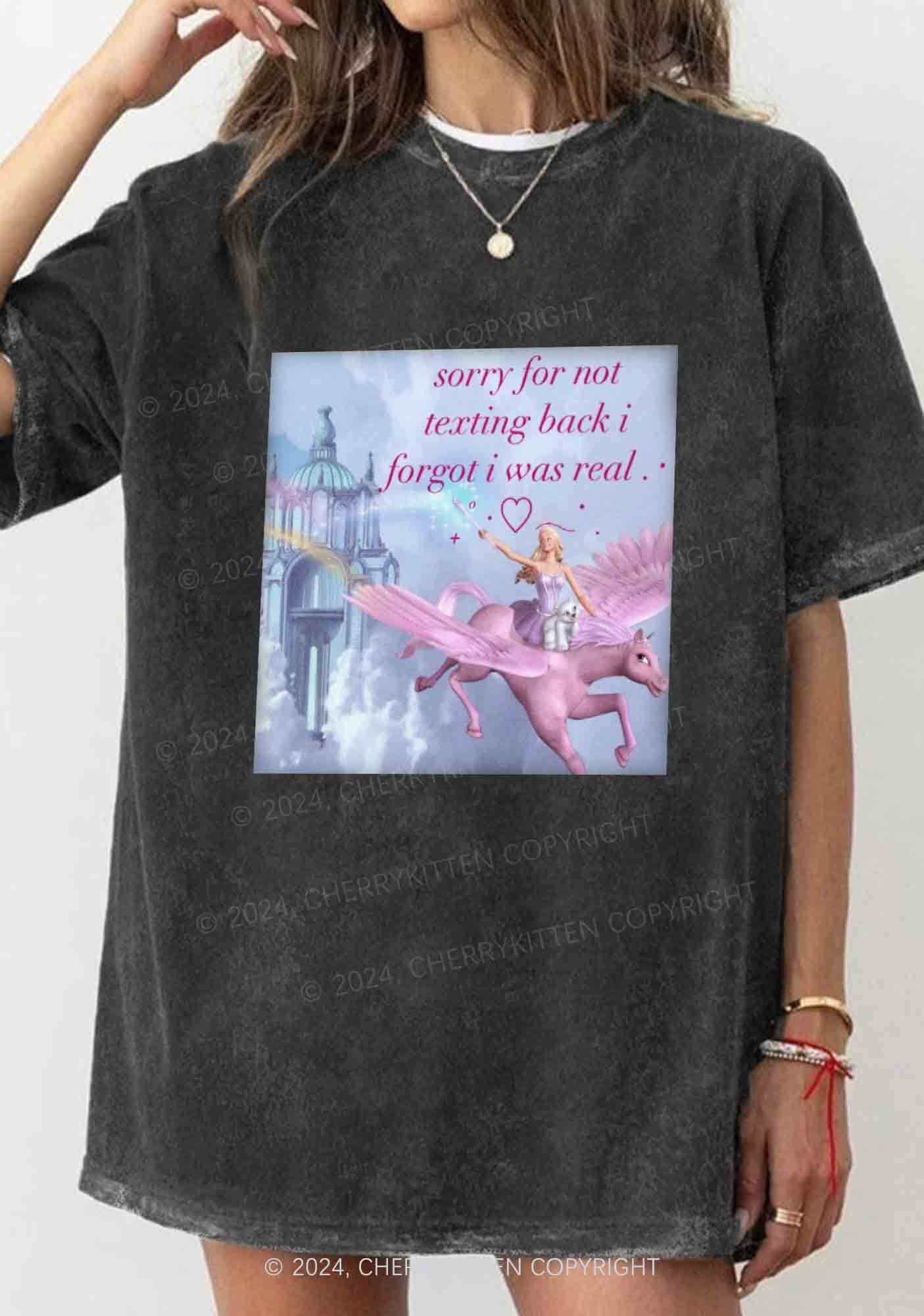Sorry For Not Texting Back Y2K Washed Tee Cherrykitten - Image 2