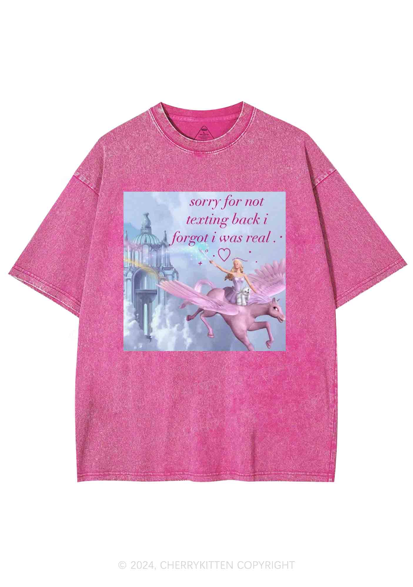 Sorry For Not Texting Back Y2K Washed Tee Cherrykitten - Image 3