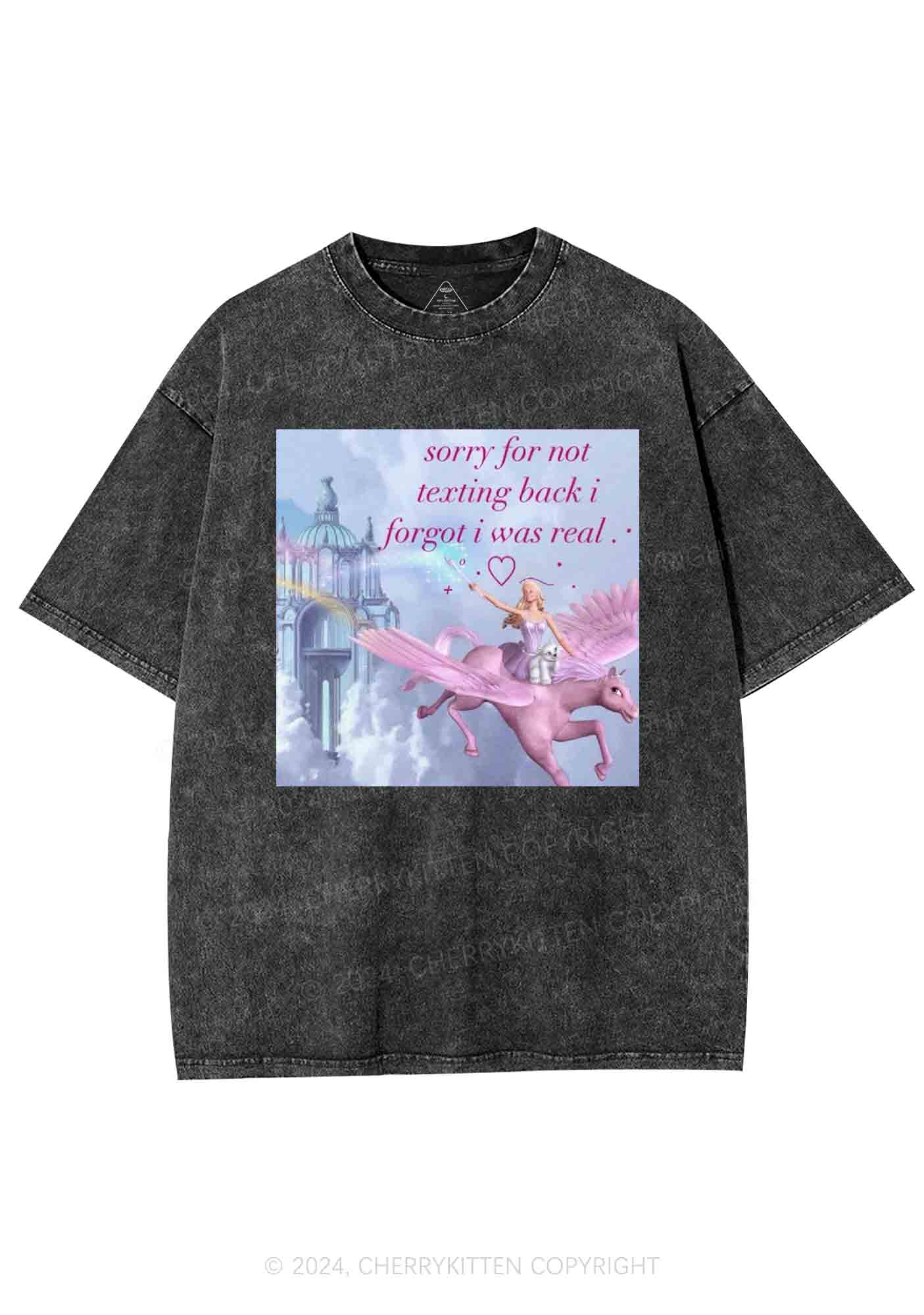Sorry For Not Texting Back Y2K Washed Tee Cherrykitten - Image 4