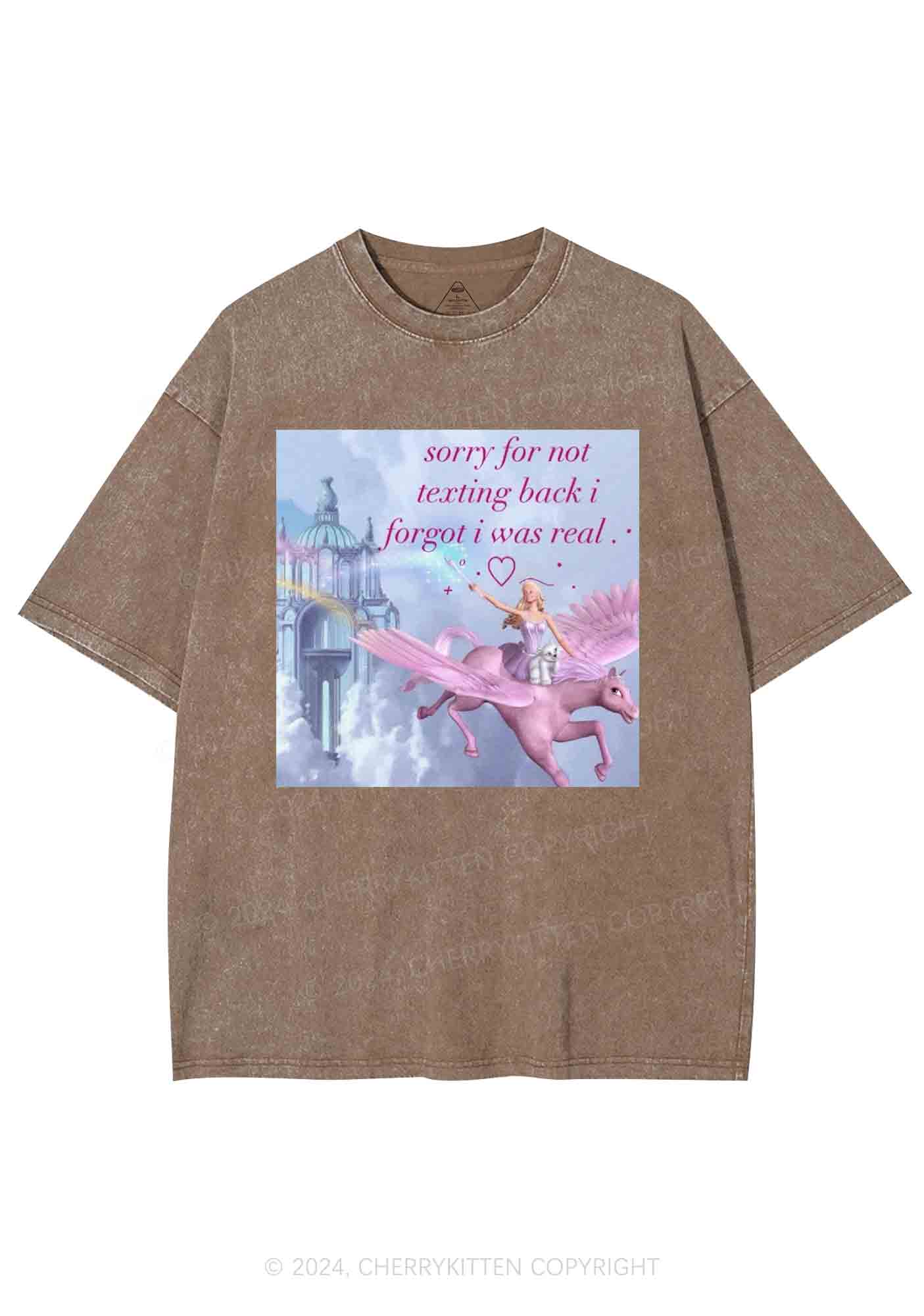 Sorry For Not Texting Back Y2K Washed Tee Cherrykitten - Image 7