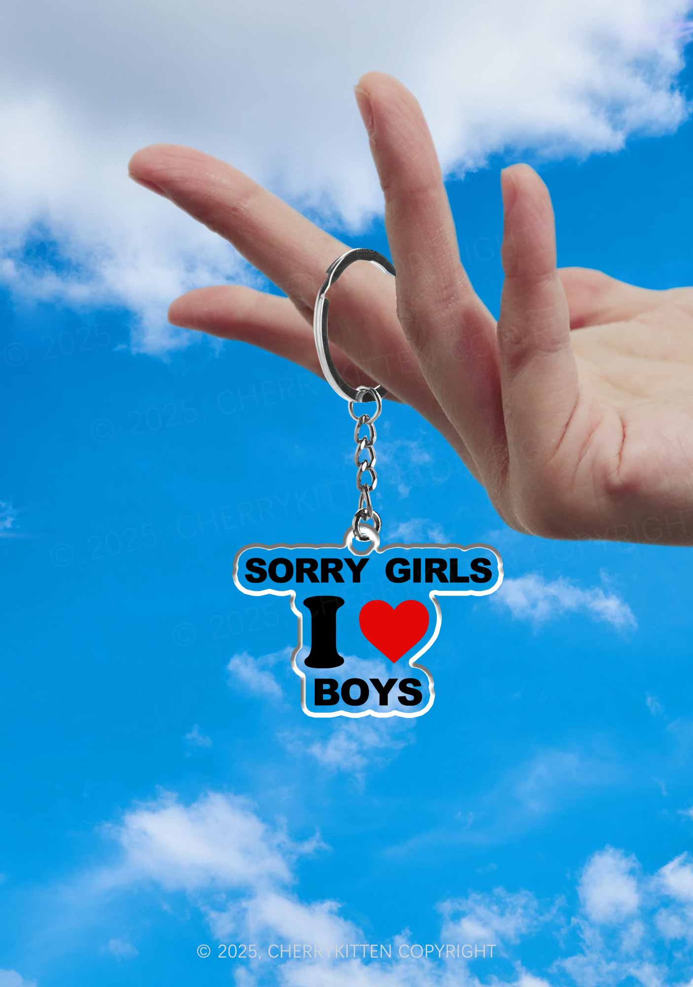 Sorry Girls I Love Boys Pride 1Pc Y2K Keychain Cherrykitten - Image 2