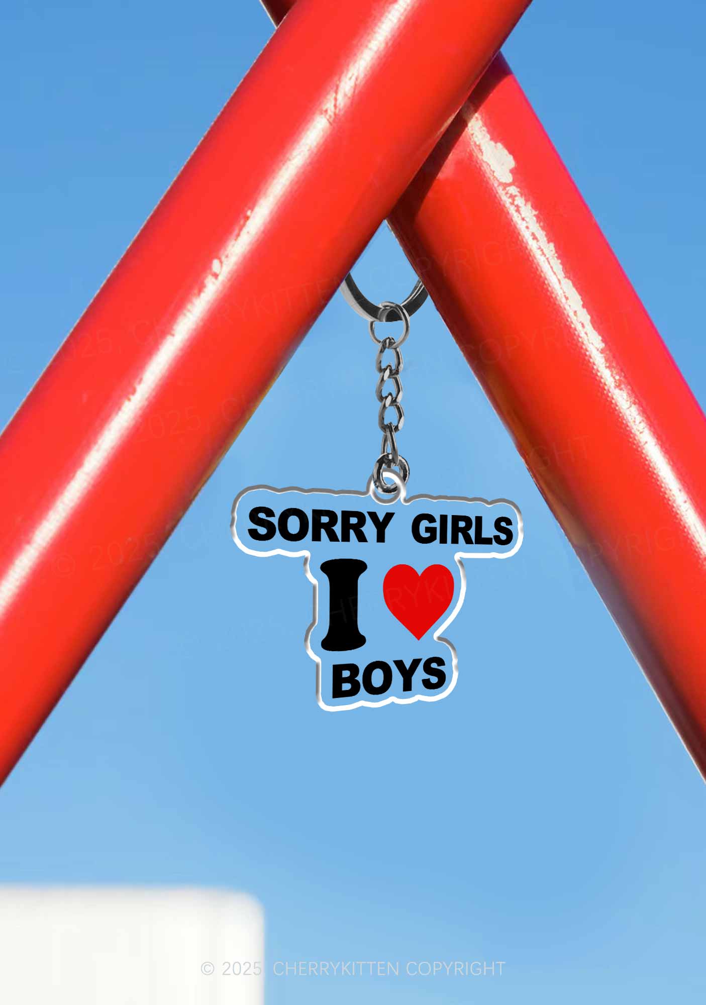 Sorry Girls I Love Boys Pride 1Pc Y2K Keychain Cherrykitten - Image 3