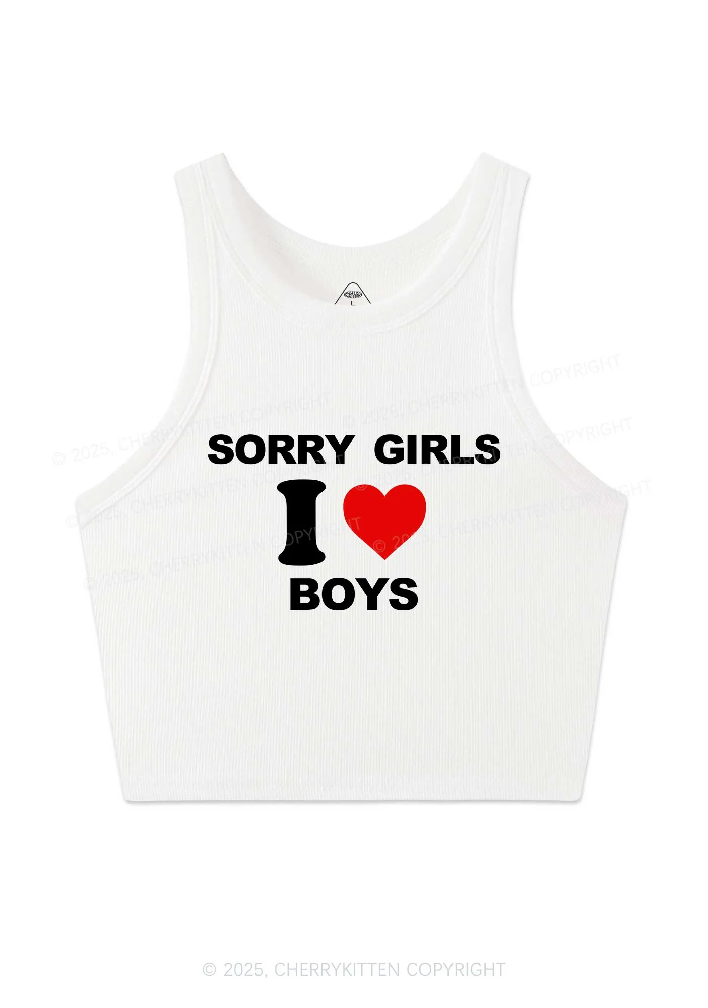 Sorry Girls I Love Boys Pride Y2K Crop Tank Top Cherrykitten - Image 3