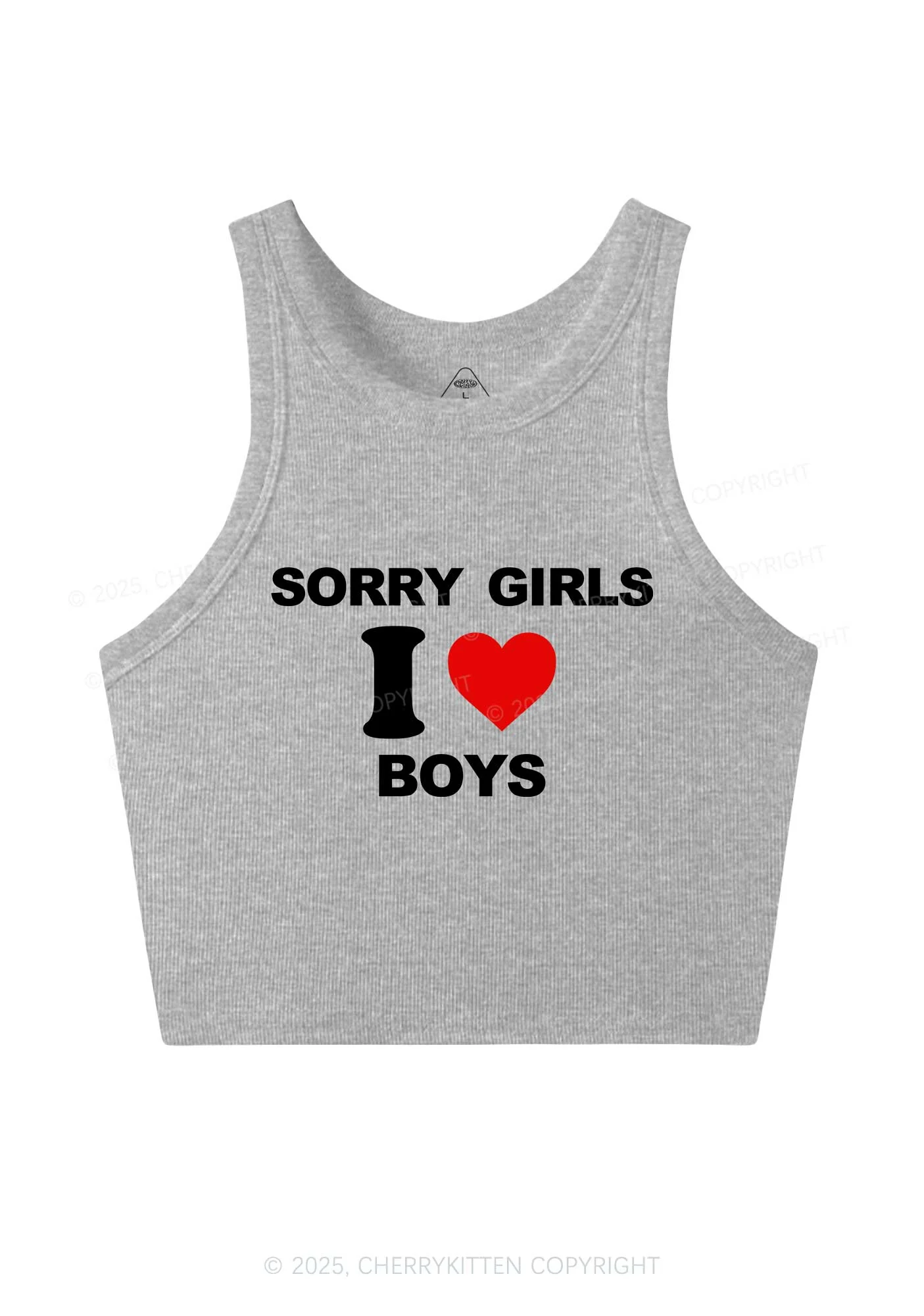 Sorry Girls I Love Boys Pride Y2K Crop Tank Top Cherrykitten - Image 4
