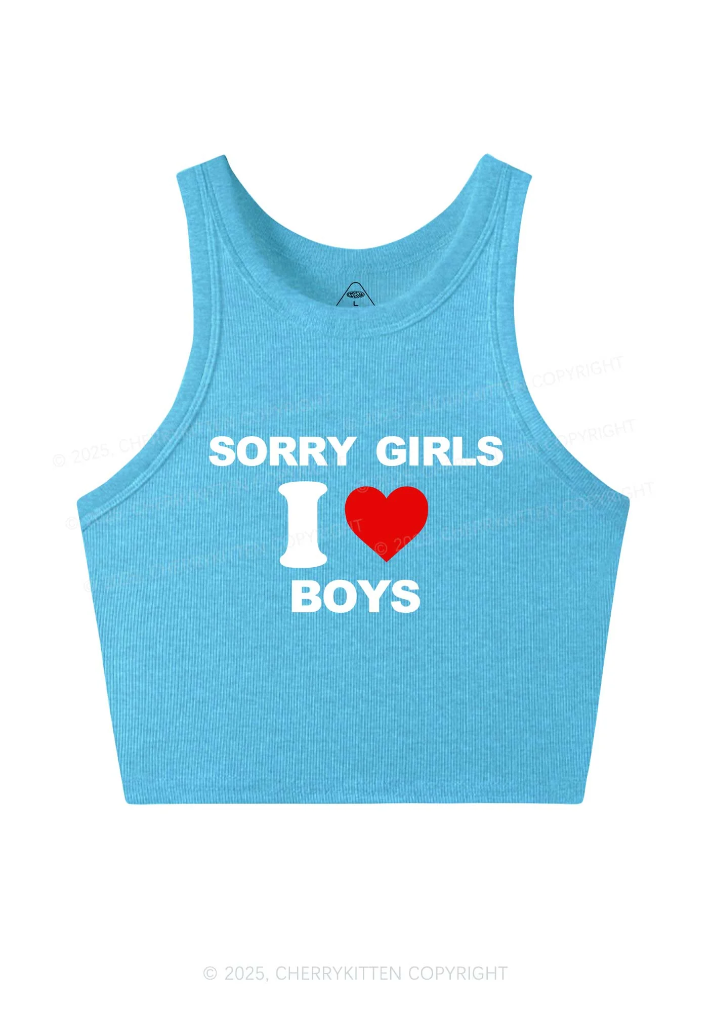 Sorry Girls I Love Boys Pride Y2K Crop Tank Top Cherrykitten - Image 5