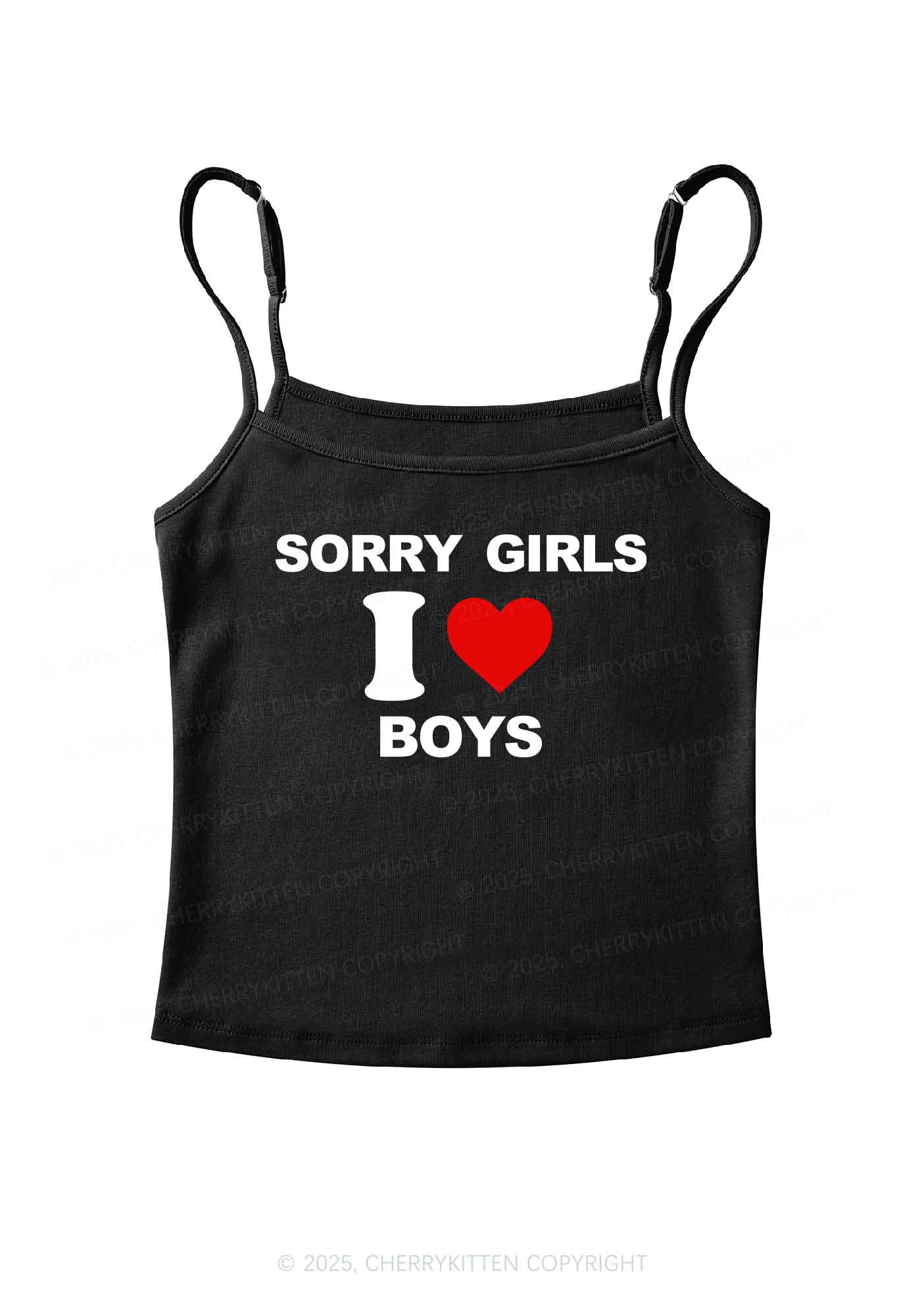Sorry Girls I Love Boys Pride Y2K Spaghetti Strap Cami Cherrykitten - Image 3