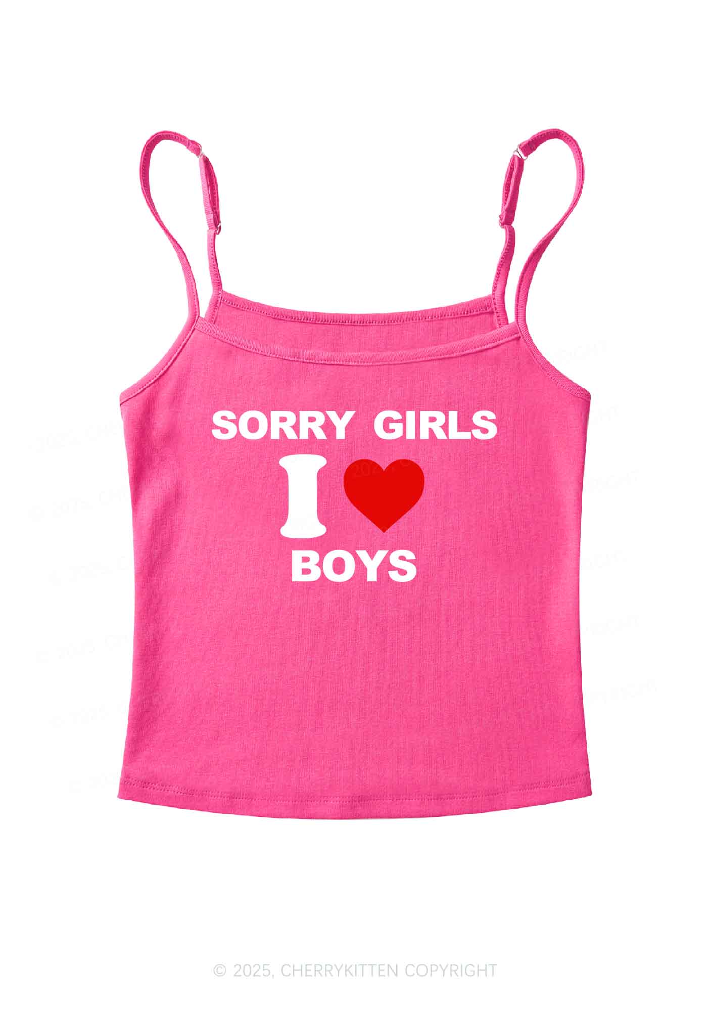 Sorry Girls I Love Boys Pride Y2K Spaghetti Strap Cami Cherrykitten - Image 4
