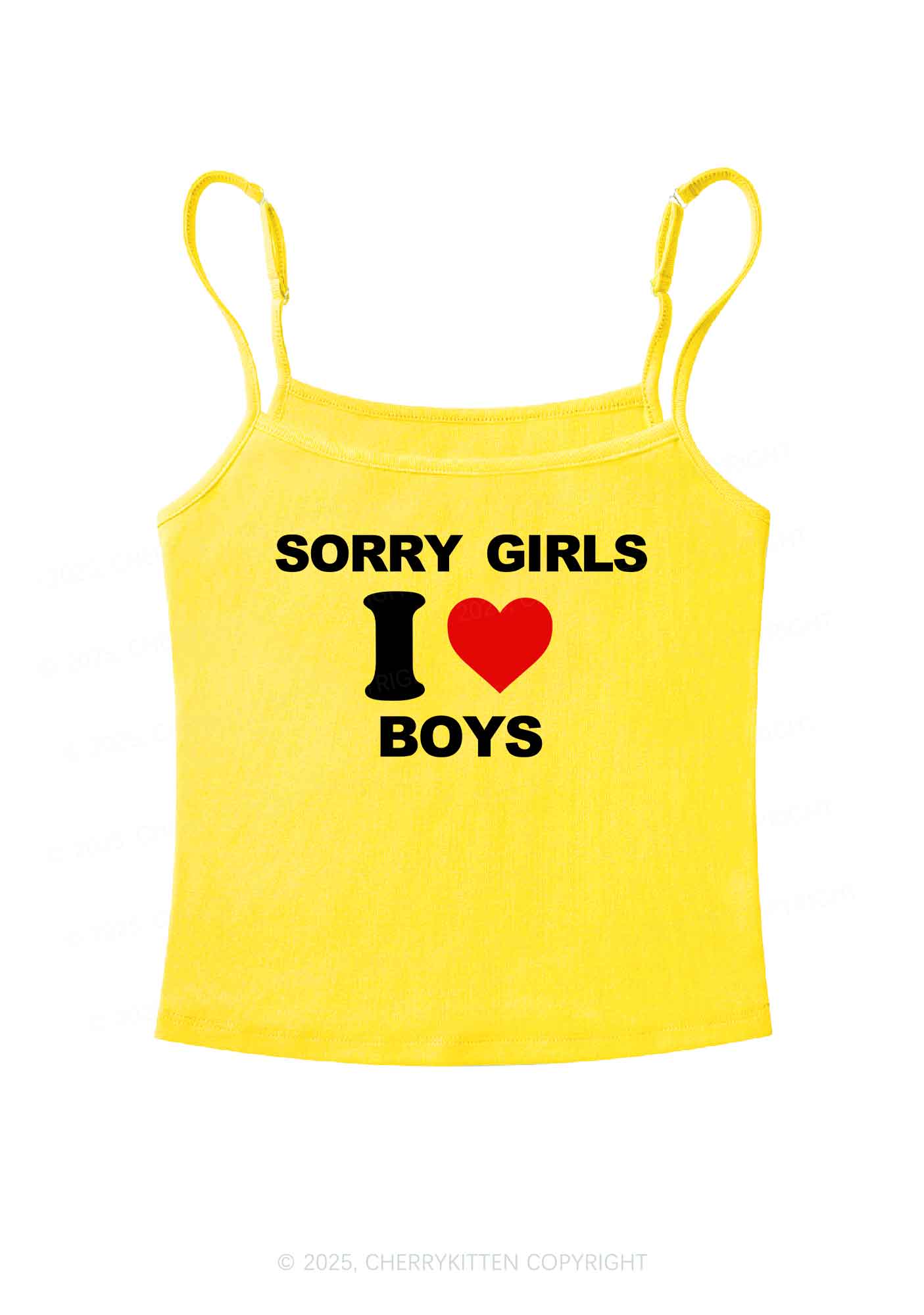 Sorry Girls I Love Boys Pride Y2K Spaghetti Strap Cami Cherrykitten - Image 5