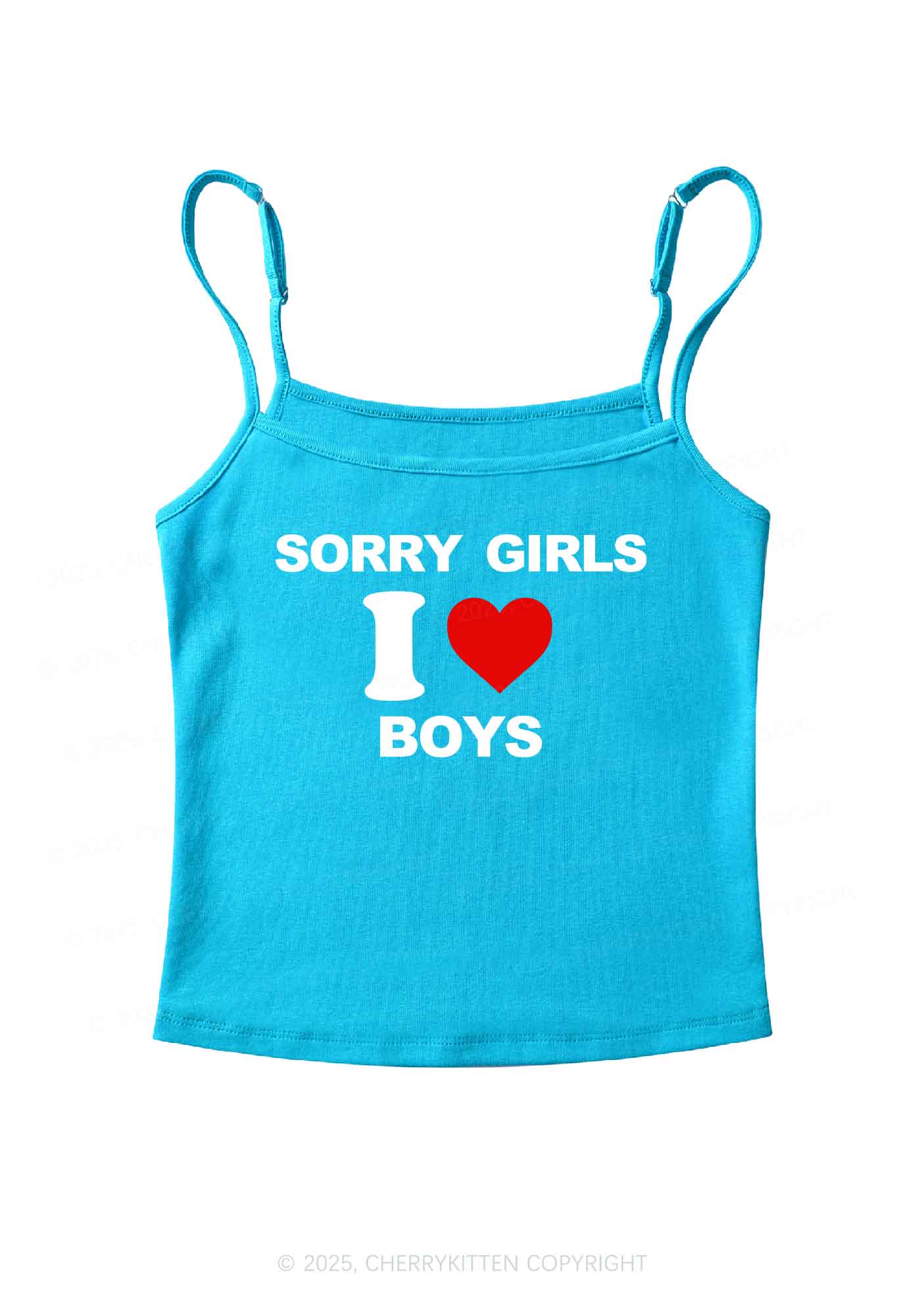 Sorry Girls I Love Boys Pride Y2K Spaghetti Strap Cami Cherrykitten - Image 6