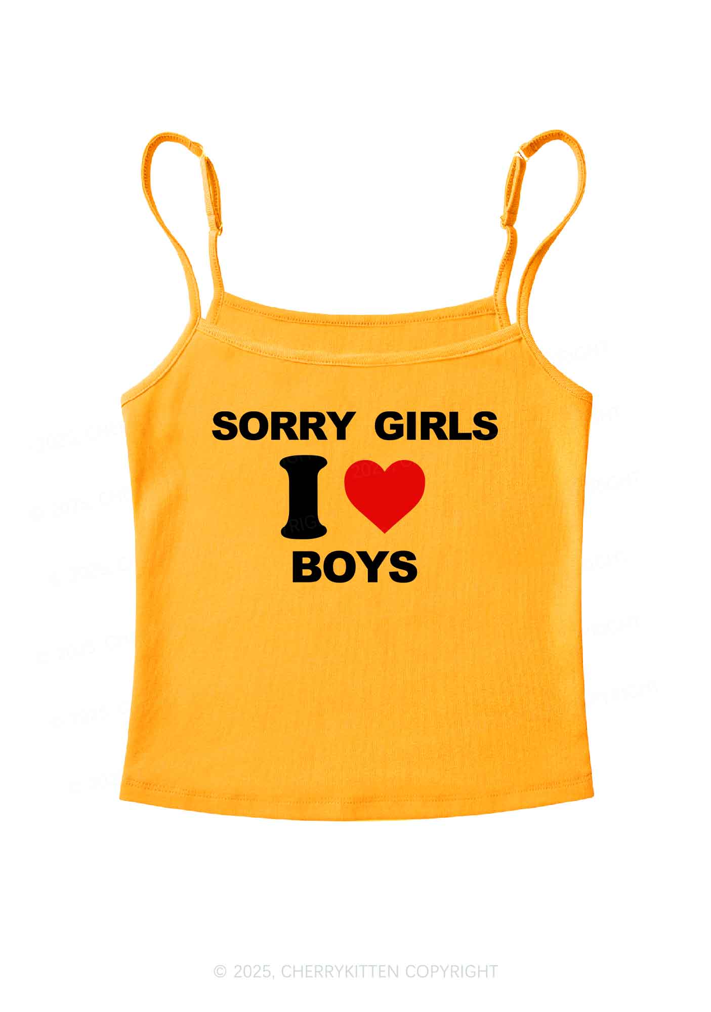 Sorry Girls I Love Boys Pride Y2K Spaghetti Strap Cami Cherrykitten - Image 7