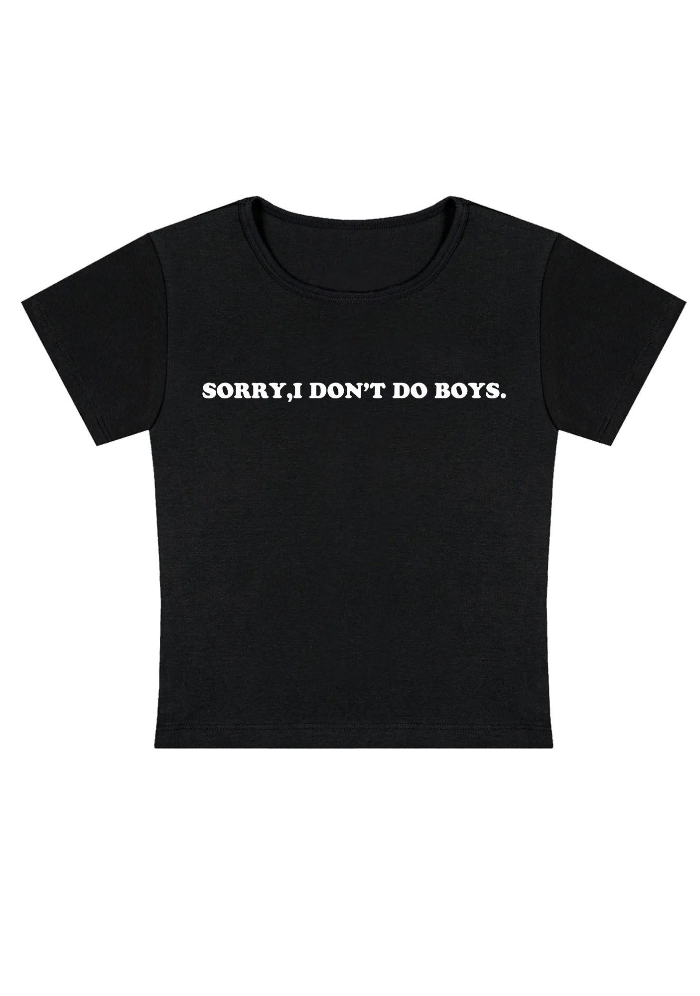 Sorry I Don't Do Boys Y2K Baby Tee - Image 2