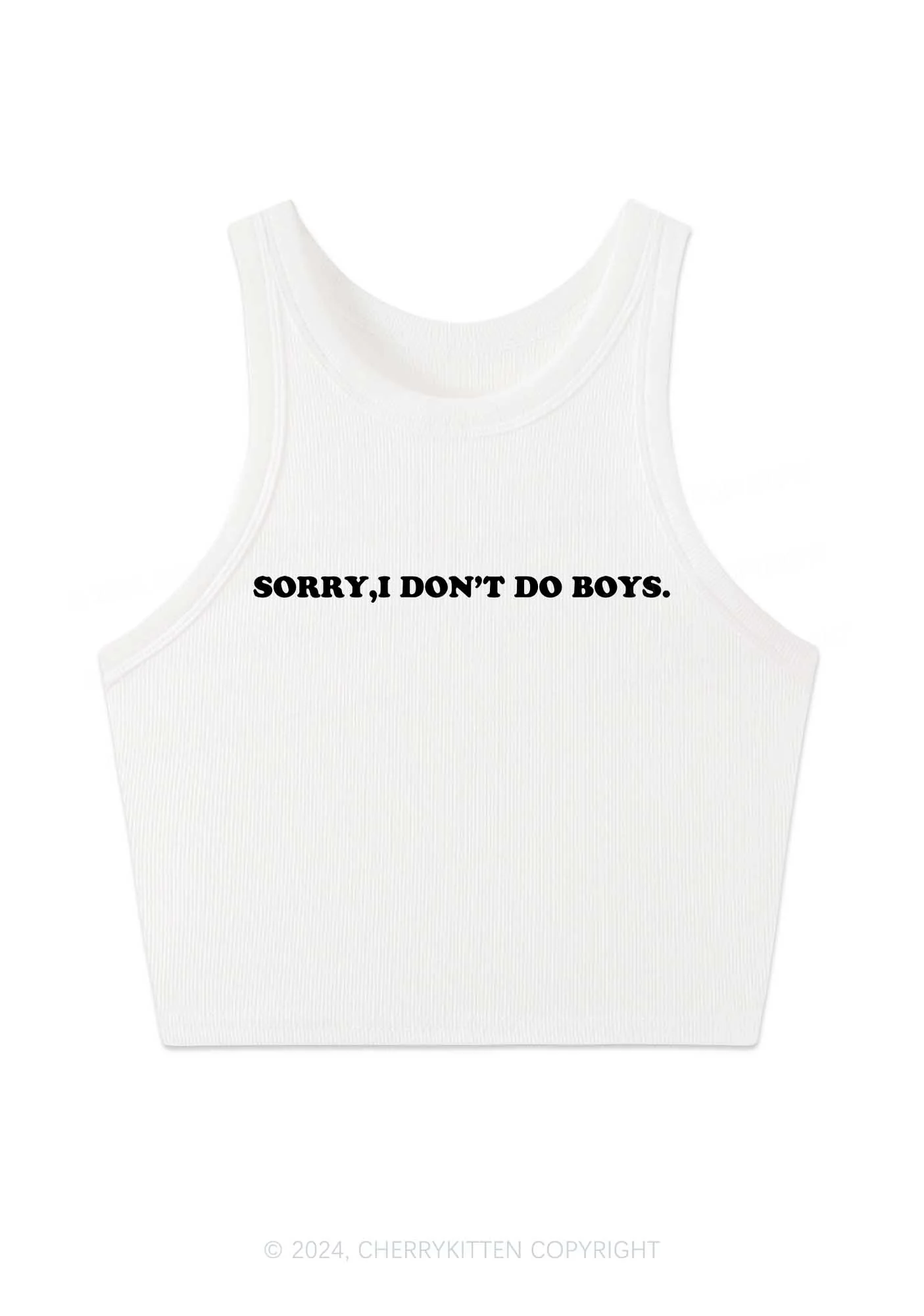 Sorry I Don't Do Boys Y2K Crop Tank Top Cherrykitten - Image 2