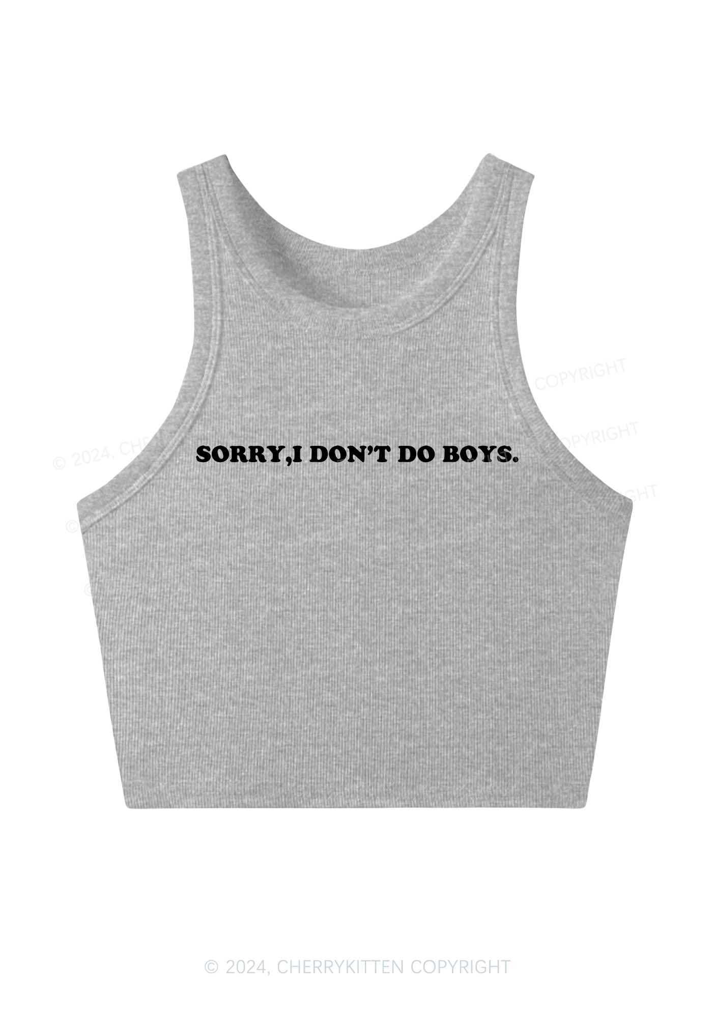 Sorry I Don't Do Boys Y2K Crop Tank Top Cherrykitten - Image 3