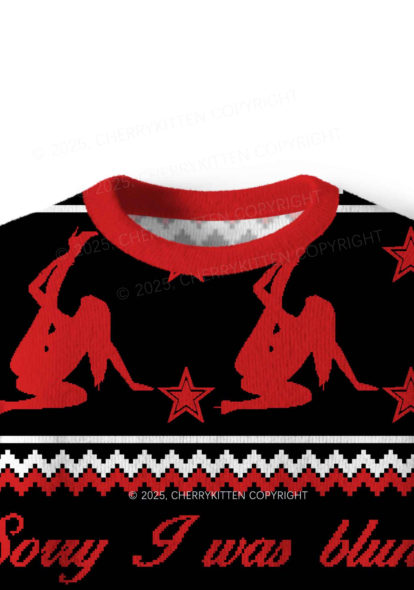 Sorry I Was Blunt Y2K Christmas Knit Sweatshirt Cherrykitten - Image 5